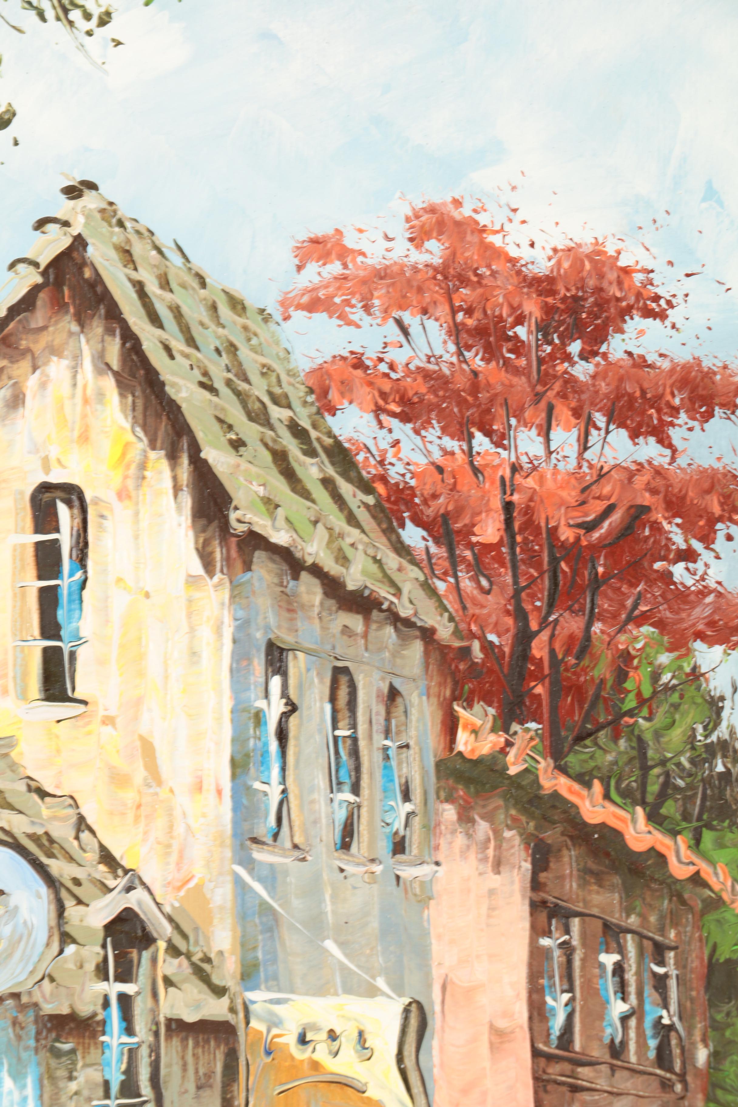 Crespo Oil Painting of a Small Village