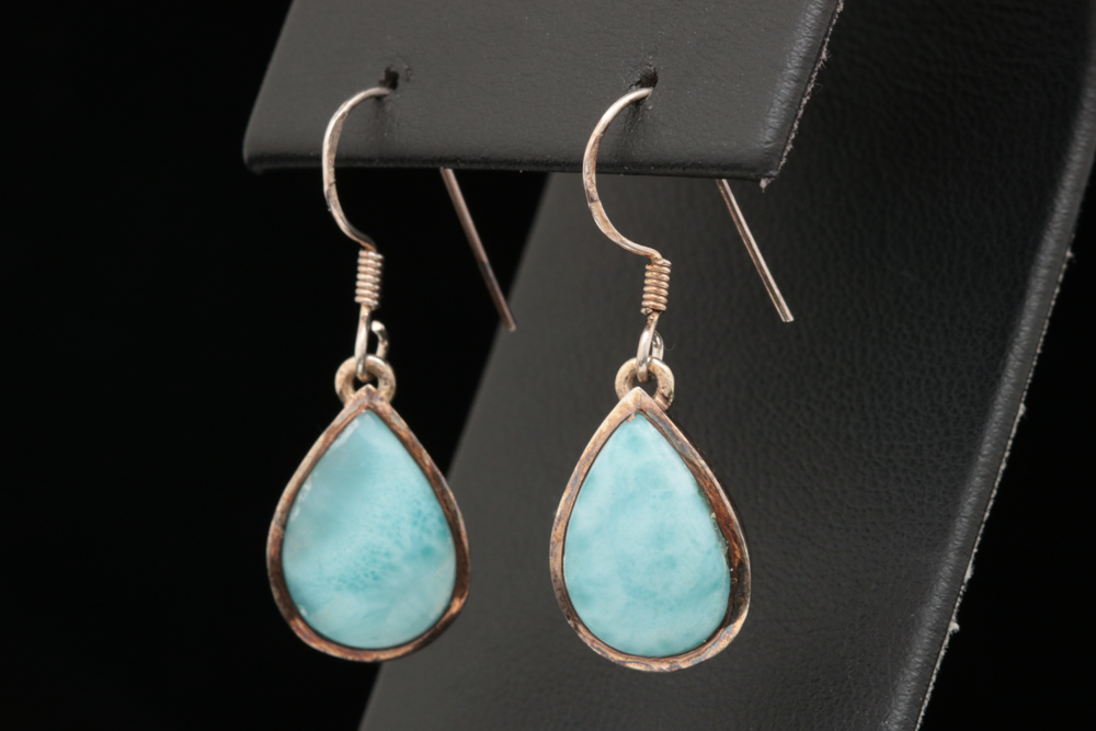 Sterling Silver and Larimar Dangle Earrings