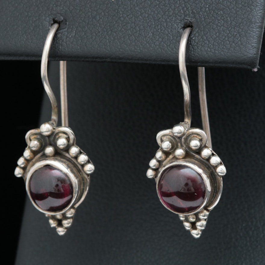 Sterling Silver and Rhodolite Garnet Dangle Earrings