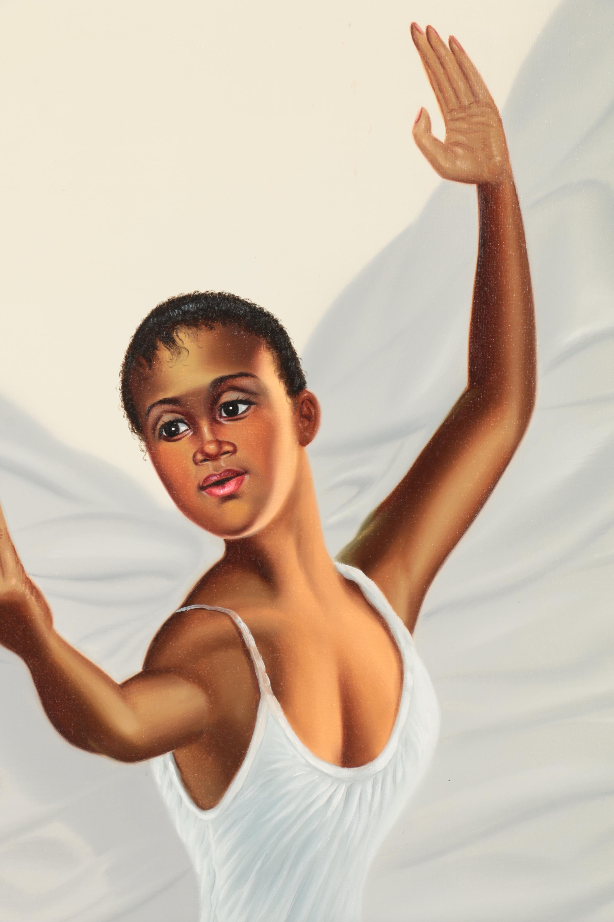 L. Mason Oil Painting of Young Ballerina