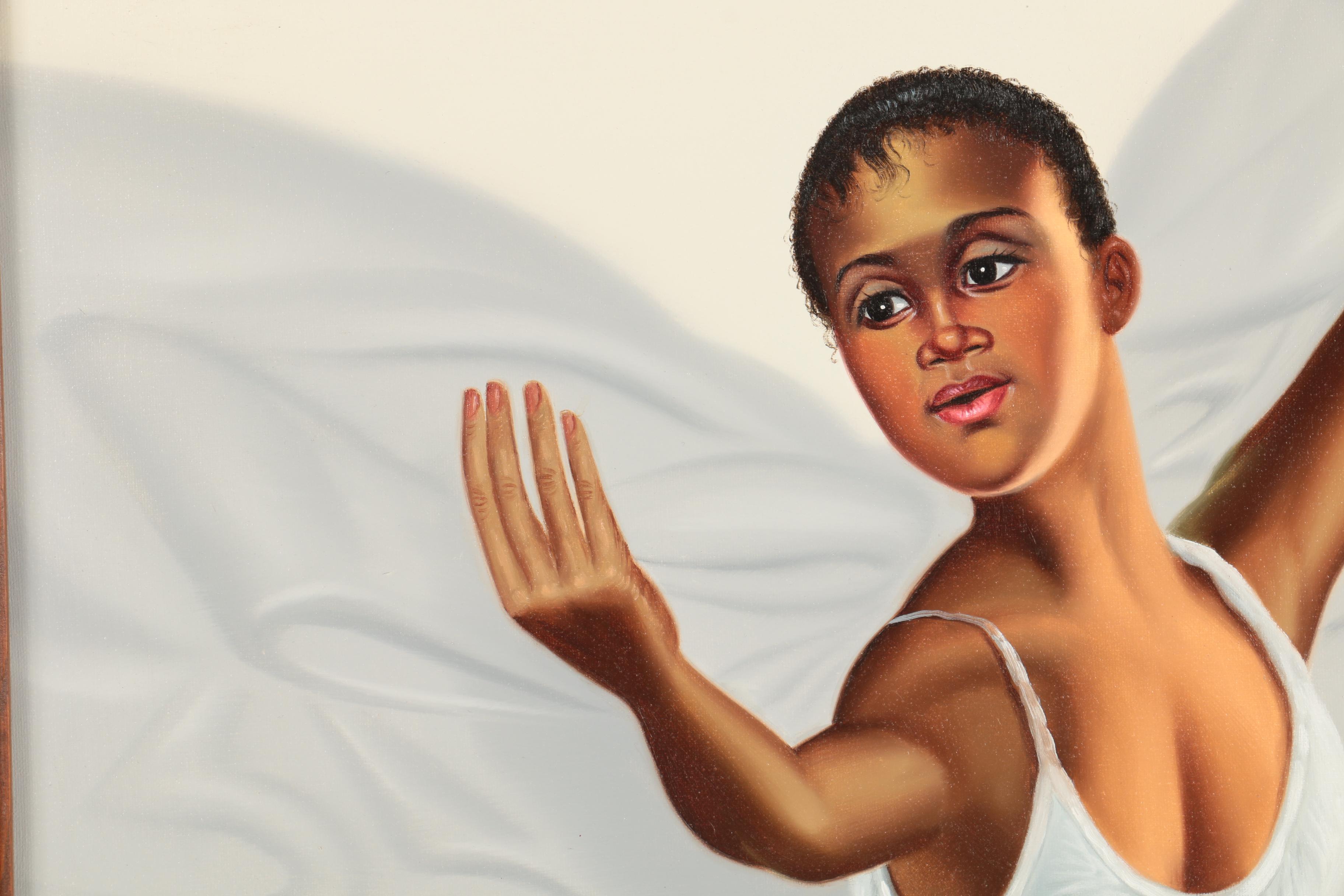 L. Mason Oil Painting of Young Ballerina