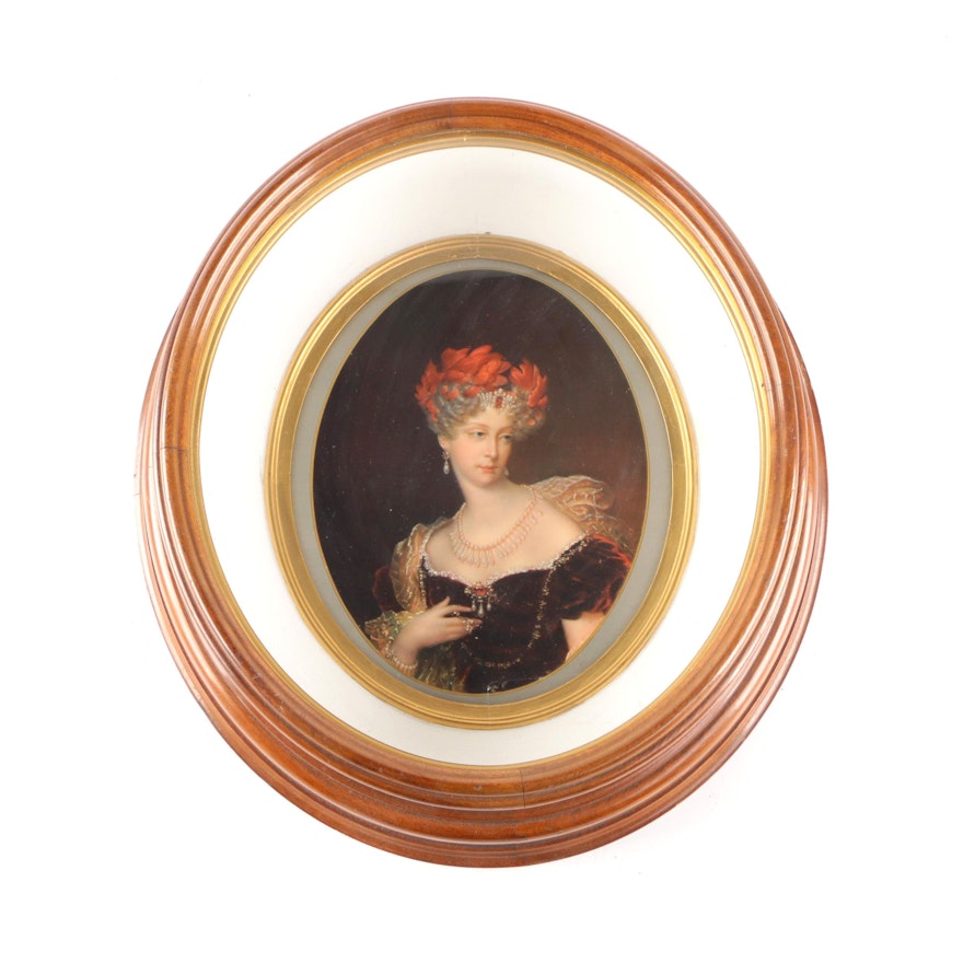 Print of a Lady in an Oval Frame