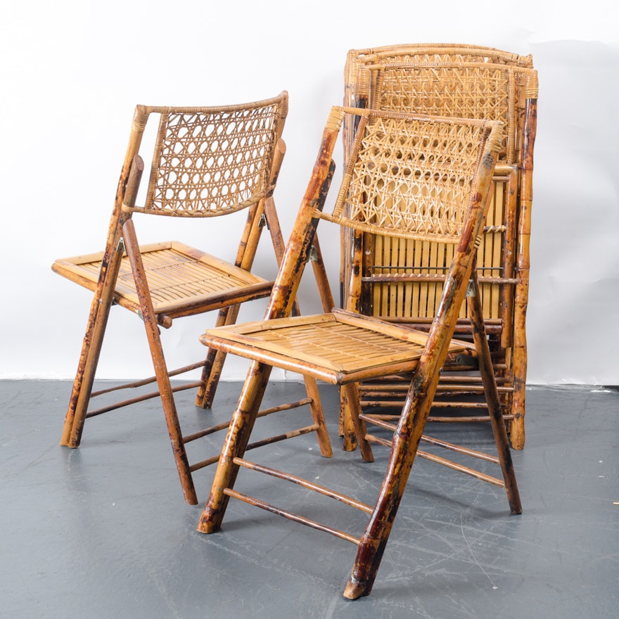 Six Folding Bamboo Chairs