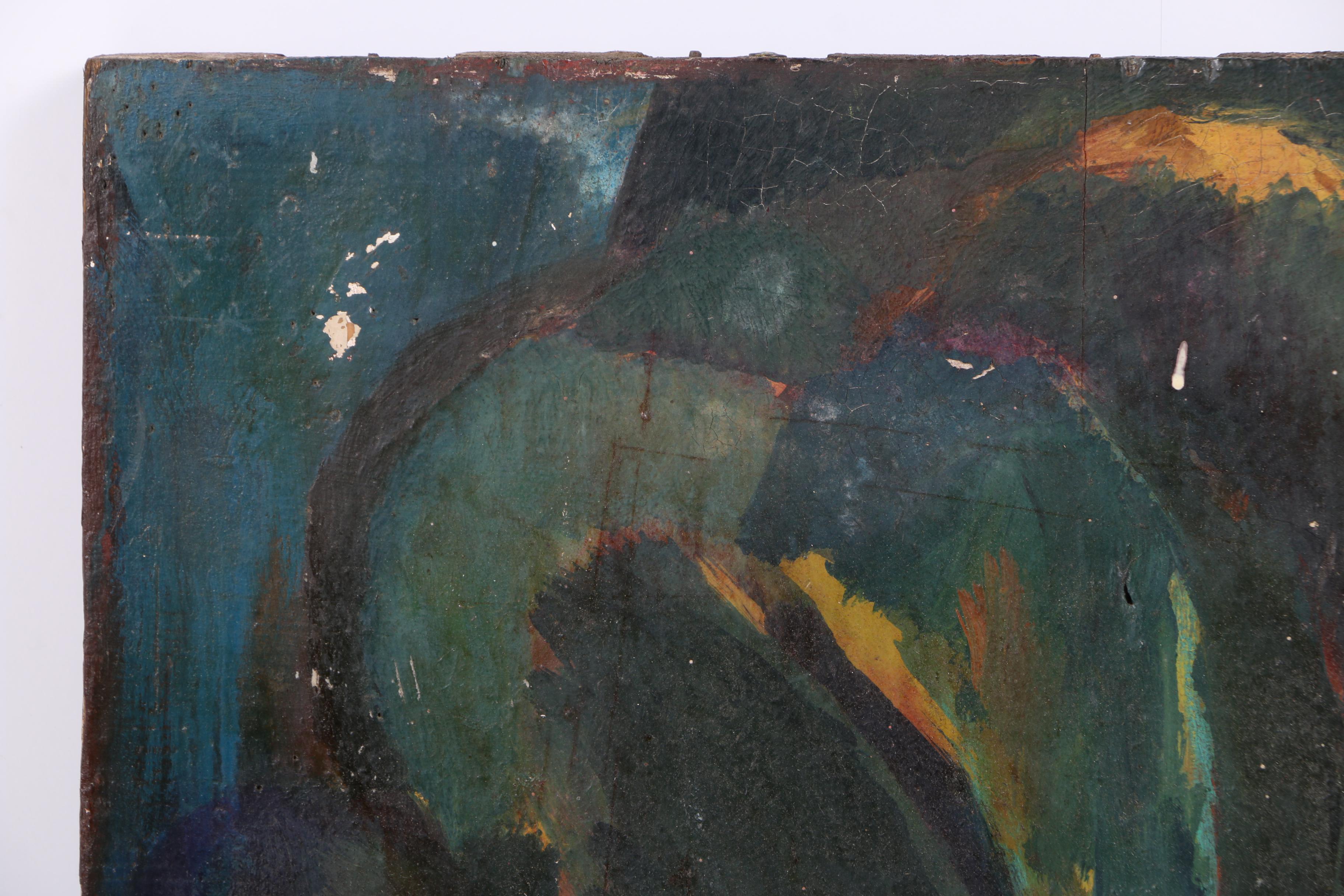 Oil Painting of an Abstracted Landscape in the Manner of Herman Max Pechstein