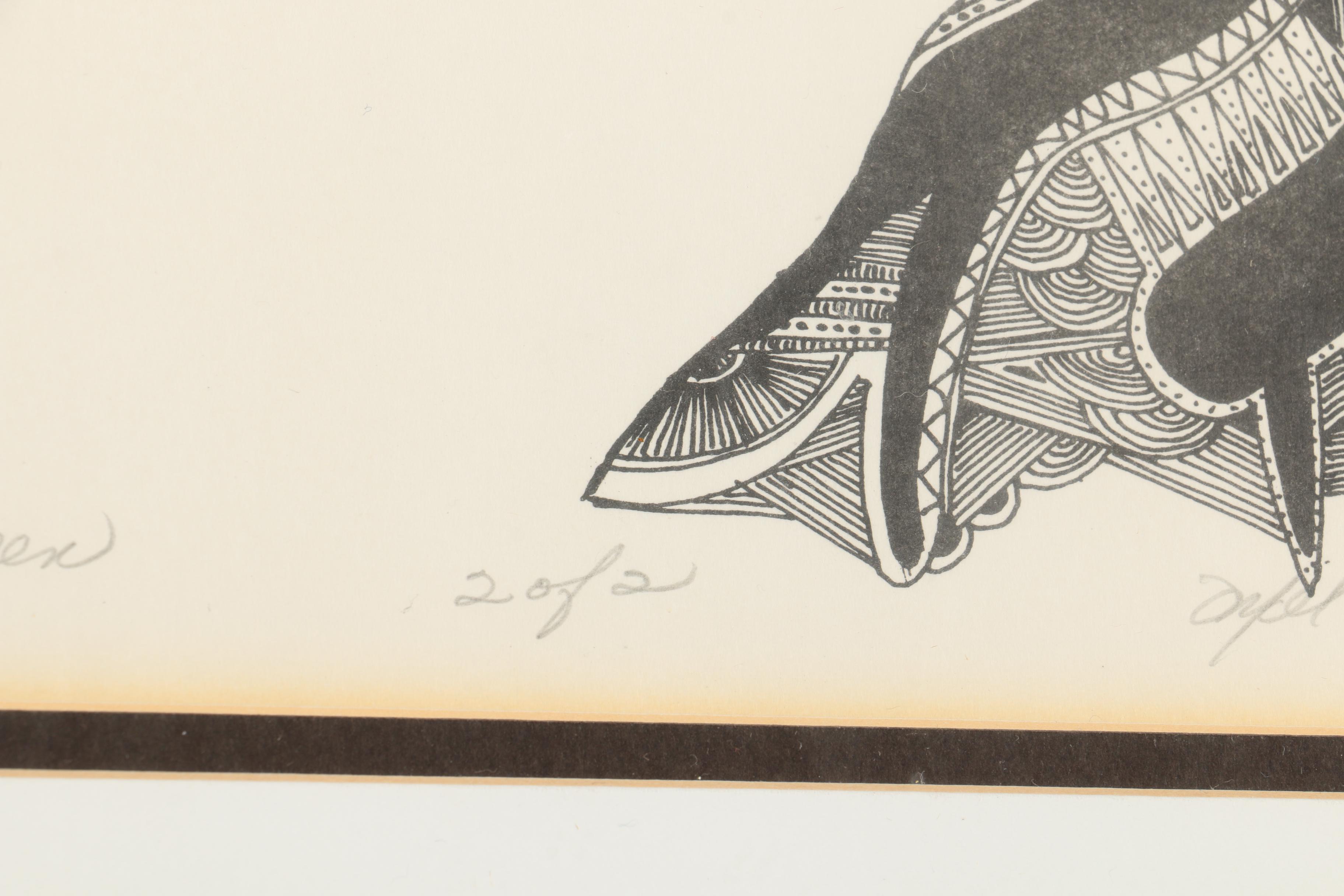 Set of Four Mel Holston 1980s Lithograph Prints on Paper