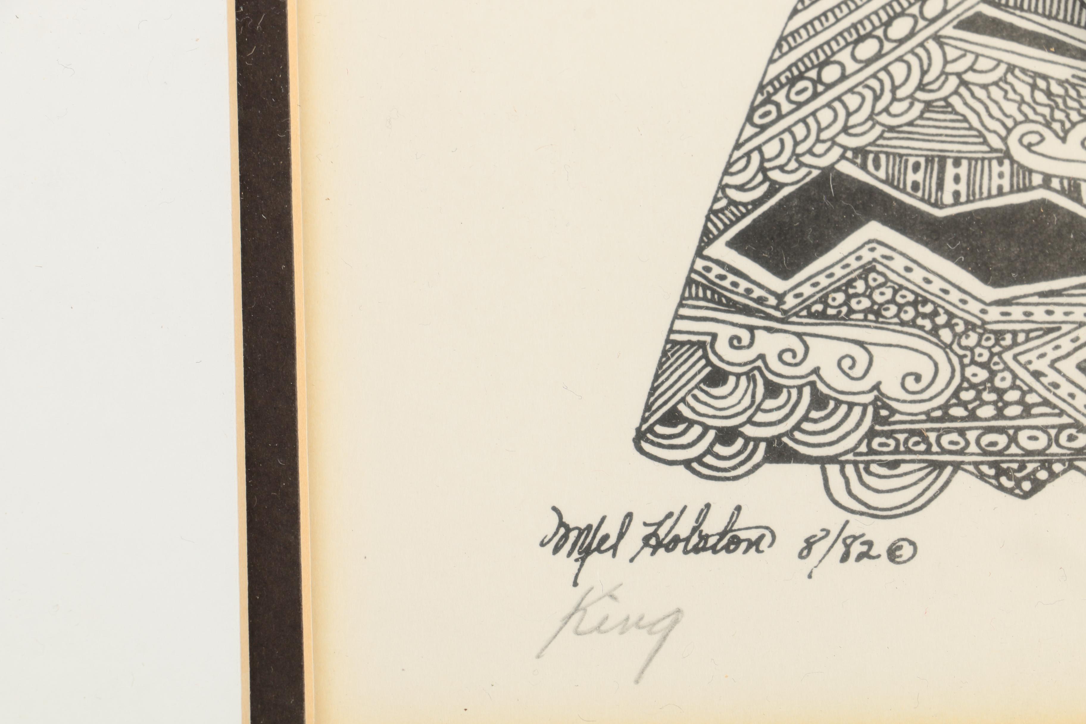 Set of Four Mel Holston 1980s Lithograph Prints on Paper