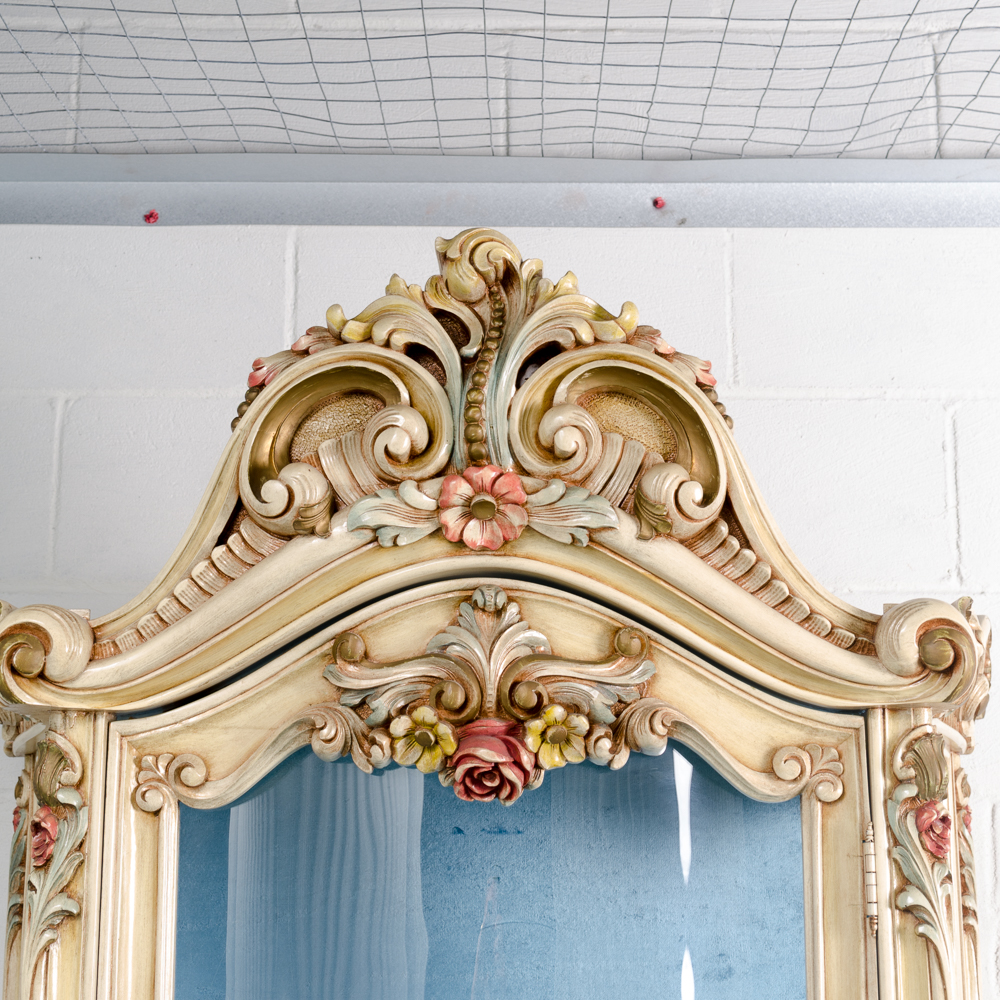 Louis XV Style Carved and Painted Curio Cabinet