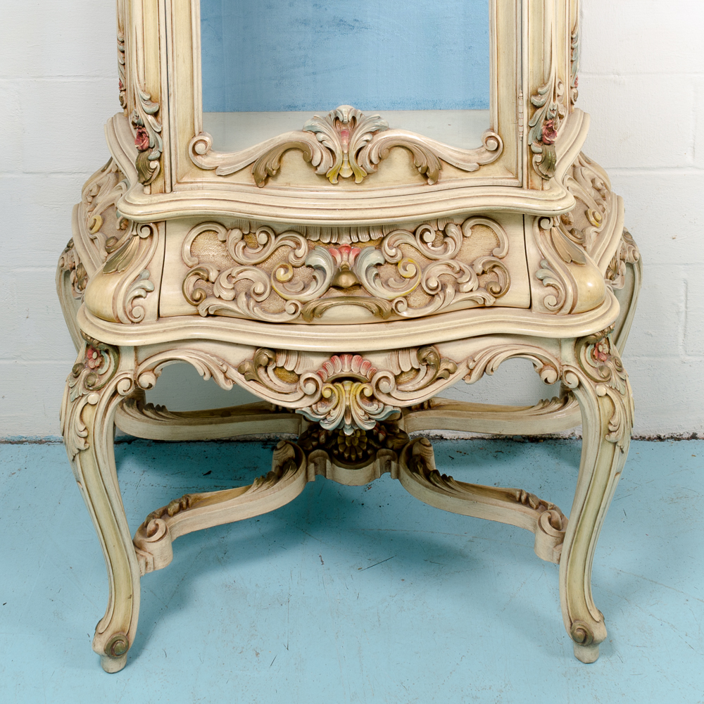 Louis XV Style Carved and Painted Curio Cabinet