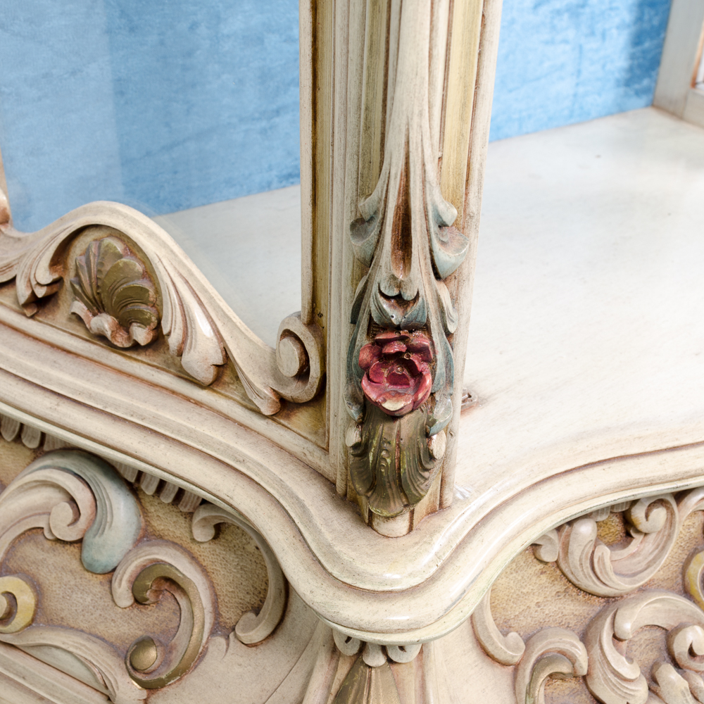 Louis XV Style Carved and Painted Curio Cabinet