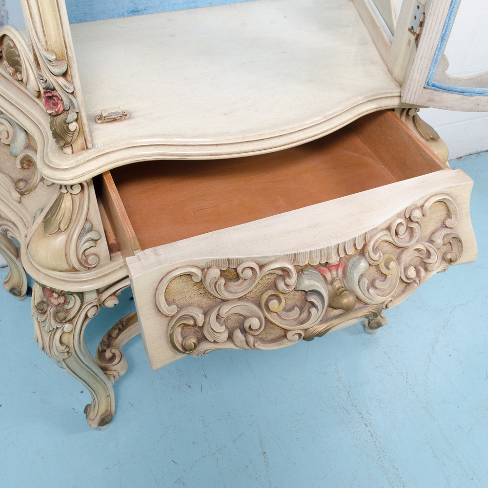 Louis XV Style Carved and Painted Curio Cabinet