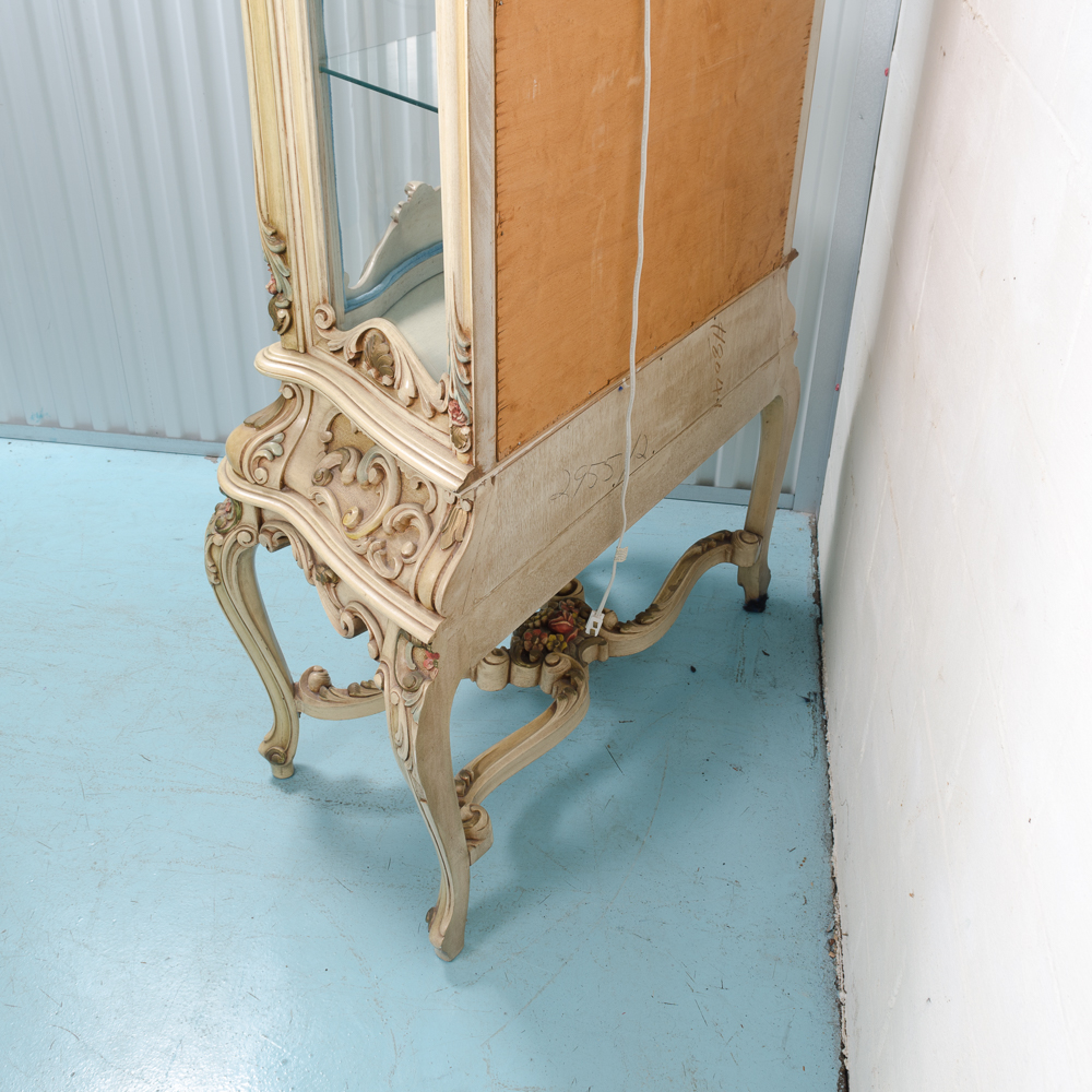 Louis XV Style Carved and Painted Curio Cabinet