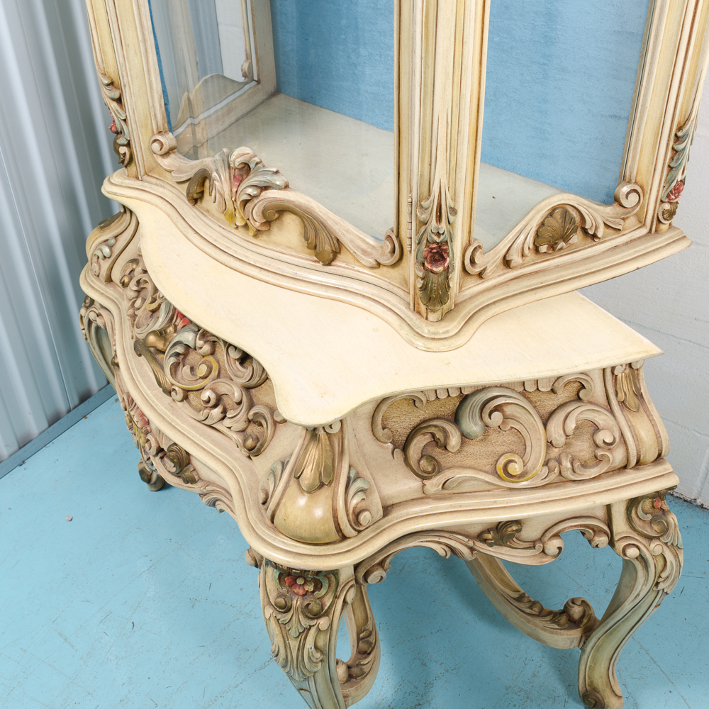 Louis XV Style Carved and Painted Curio Cabinet