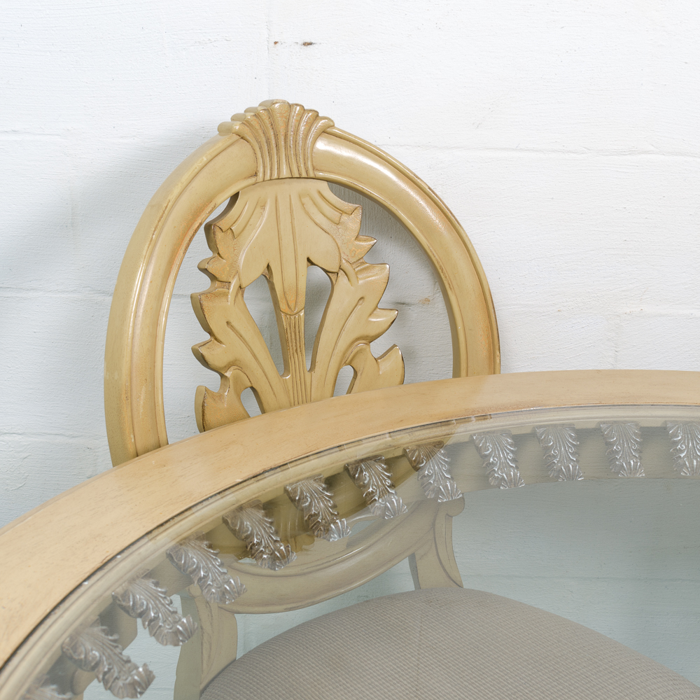 Carved Stylized Queen Anne Style Dining Table and Four Chairs