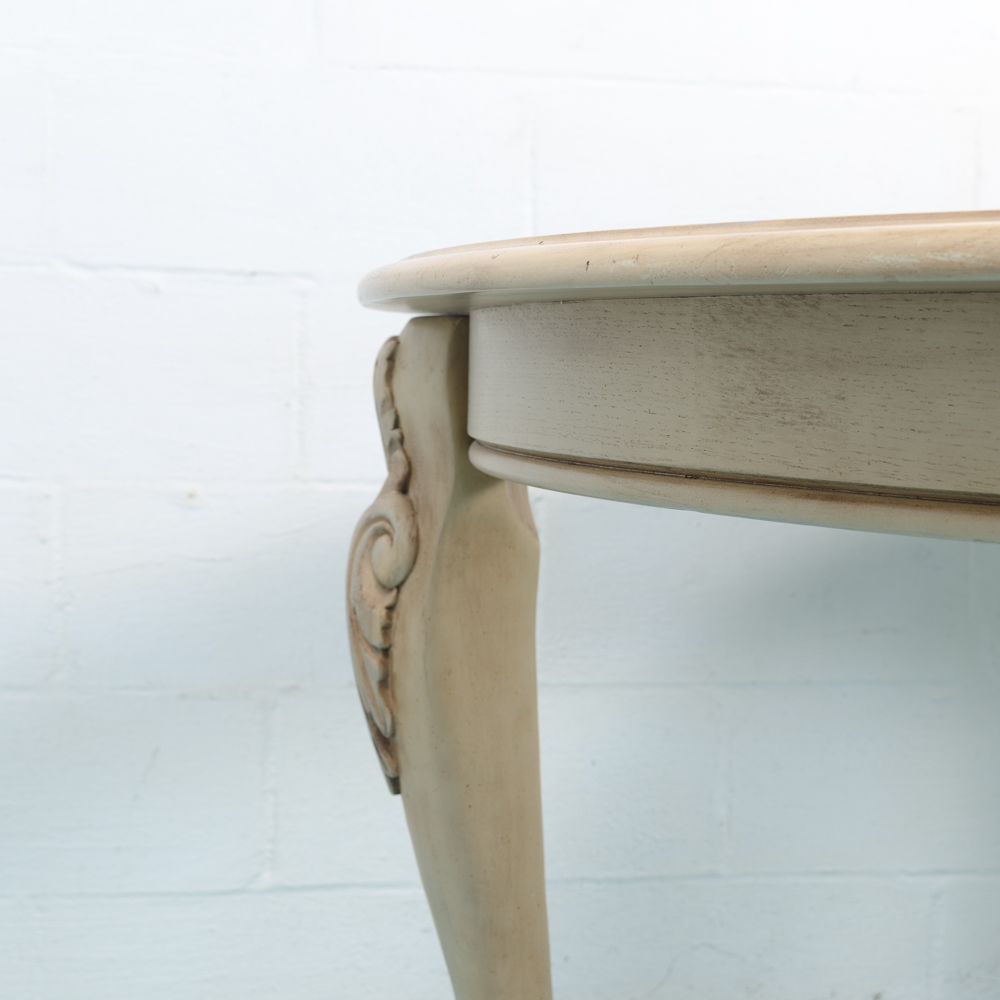 Carved Stylized Queen Anne Style Dining Table and Four Chairs