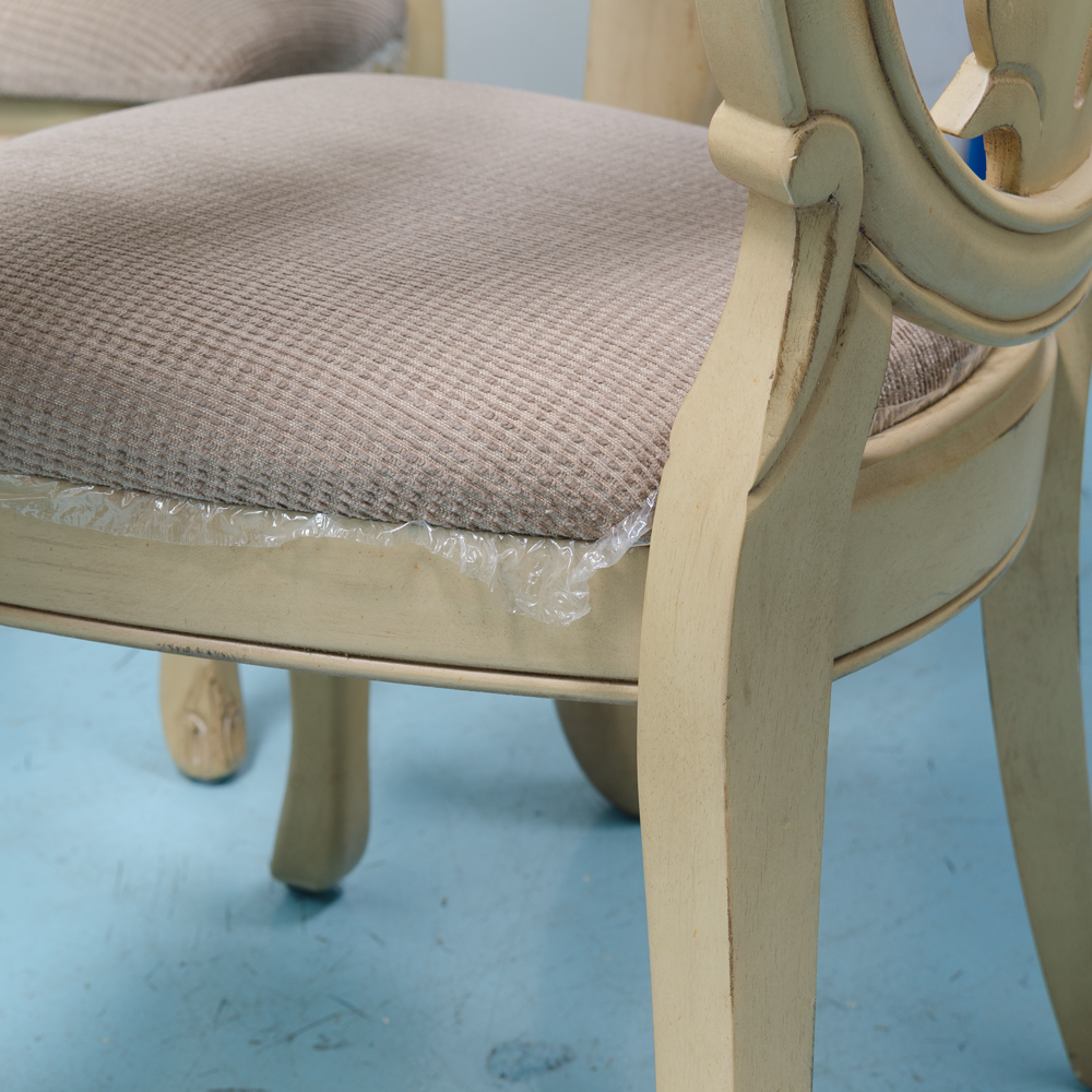 Carved Stylized Queen Anne Style Dining Table and Four Chairs