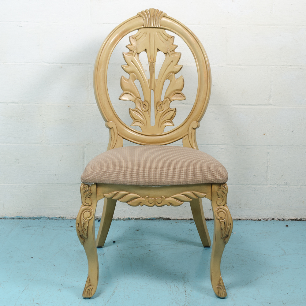 Carved Stylized Queen Anne Style Dining Table and Four Chairs