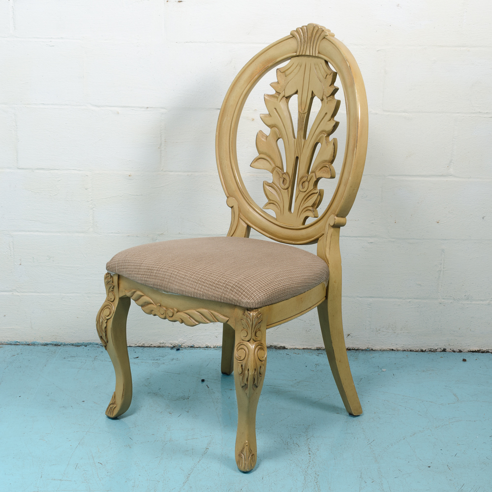 Carved Stylized Queen Anne Style Dining Table and Four Chairs