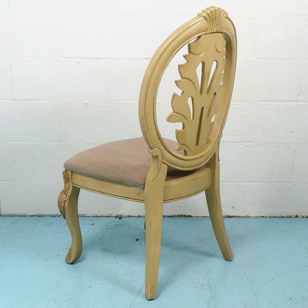 Carved Stylized Queen Anne Style Dining Table and Four Chairs