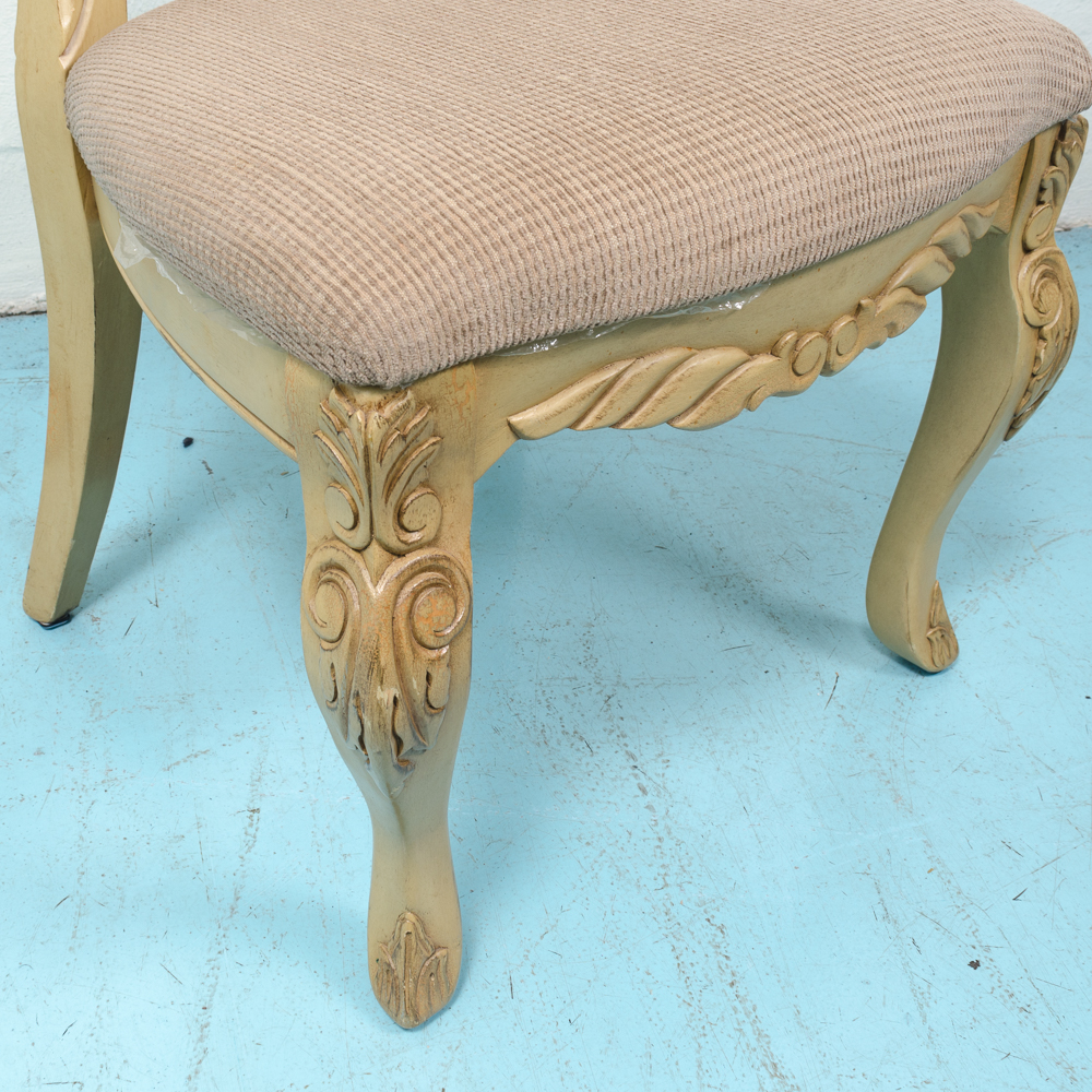 Carved Stylized Queen Anne Style Dining Table and Four Chairs