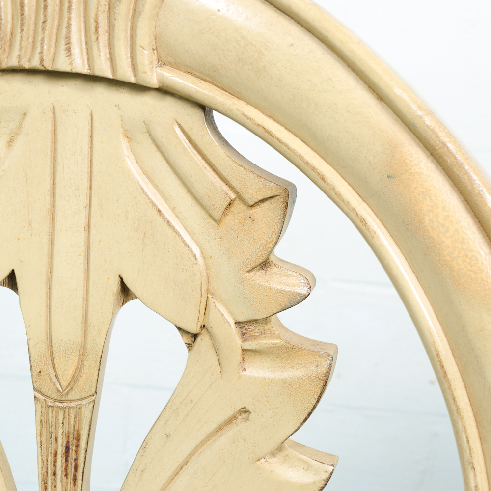 Carved Stylized Queen Anne Style Dining Table and Four Chairs