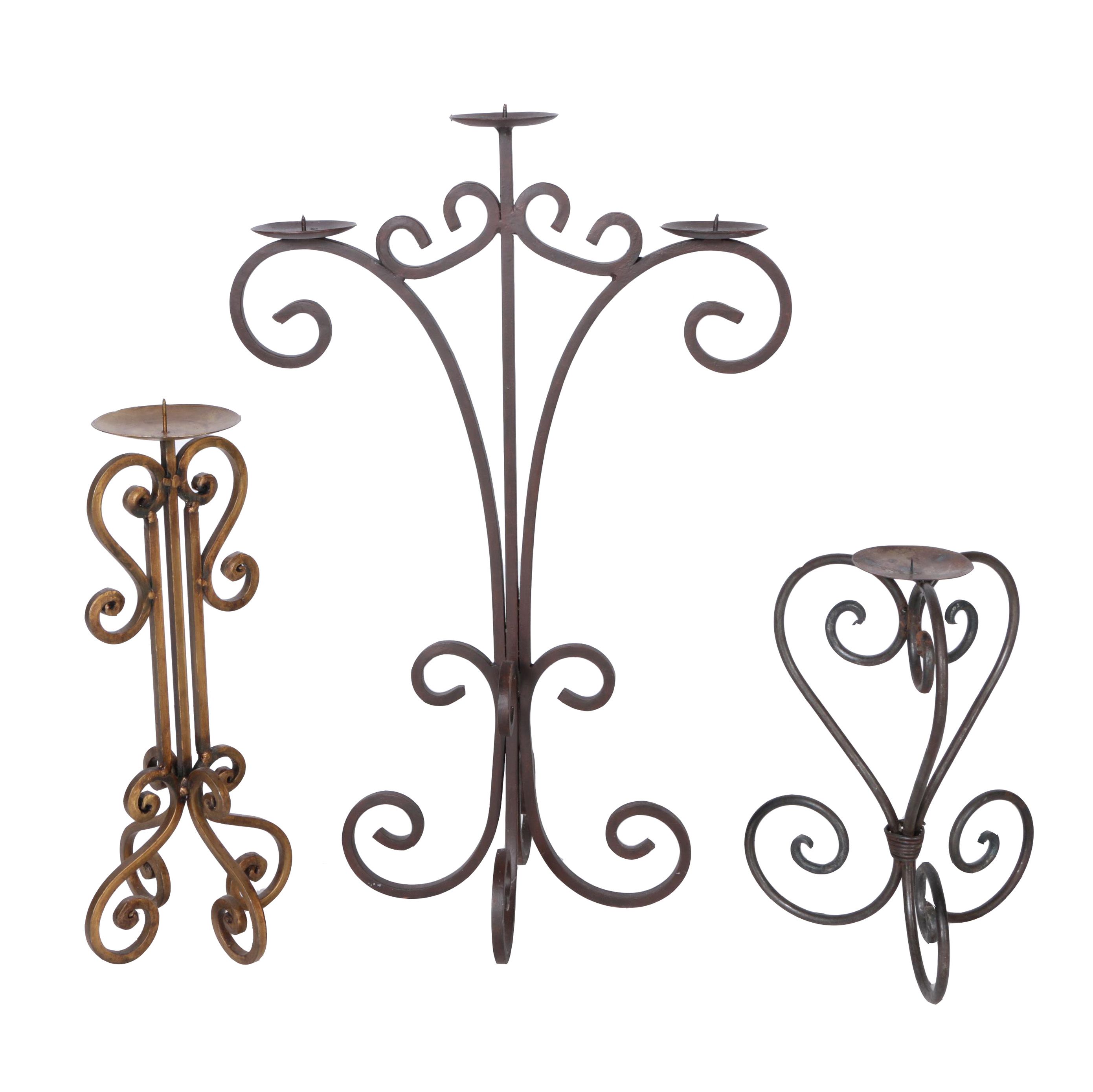 Collection of Iron Candlestick Holders