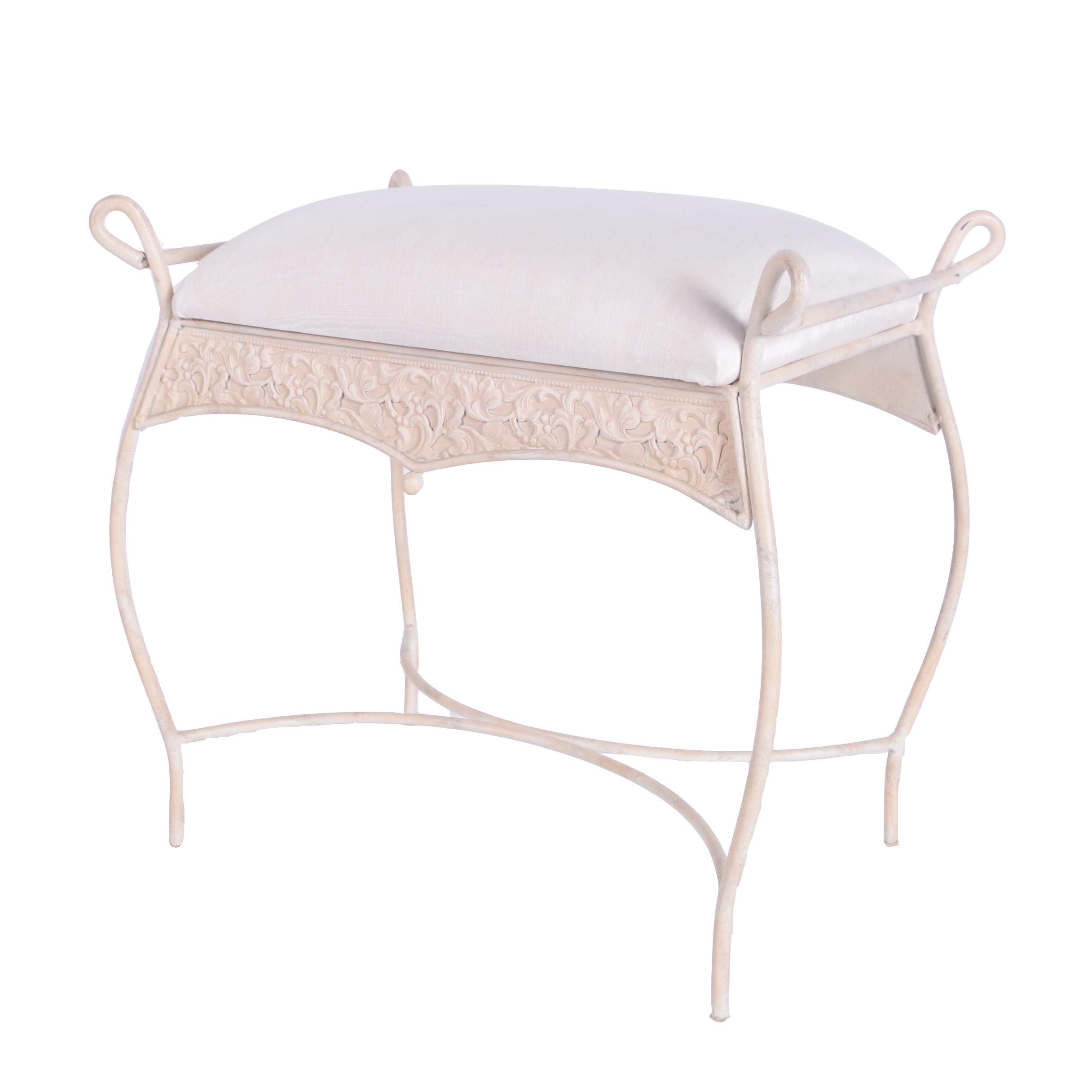 Painted Wrought Iron Vanity Bench