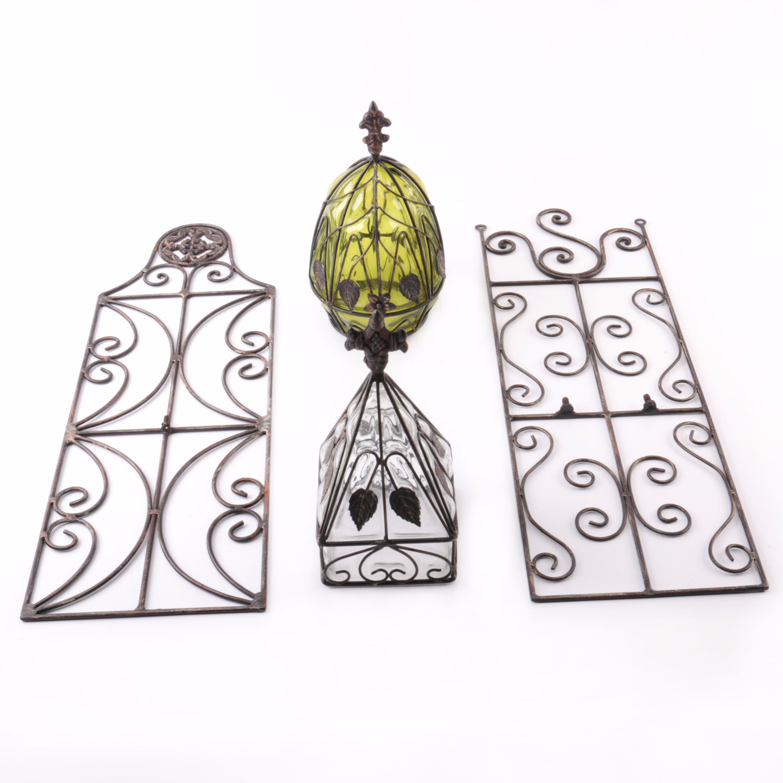 Metal Wall Decor With Glass Vases