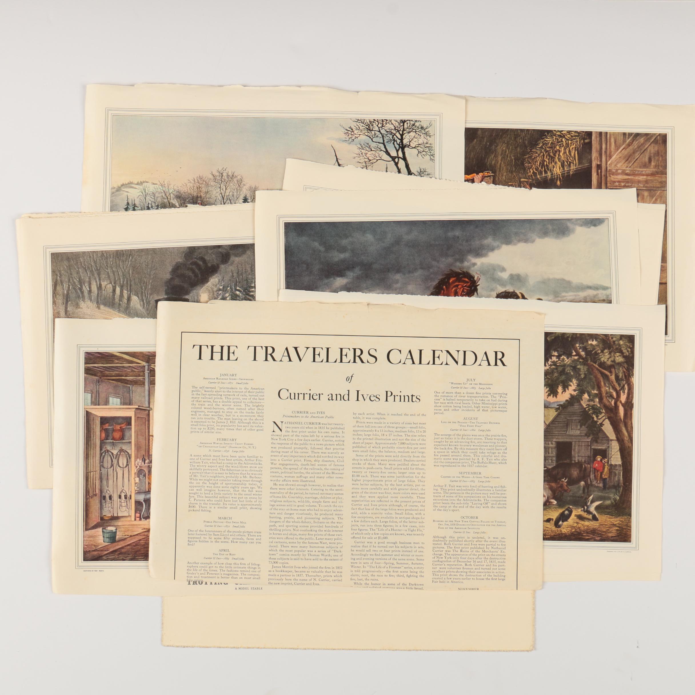 Vintage Travelers Calendar of Currier and Ives Prints