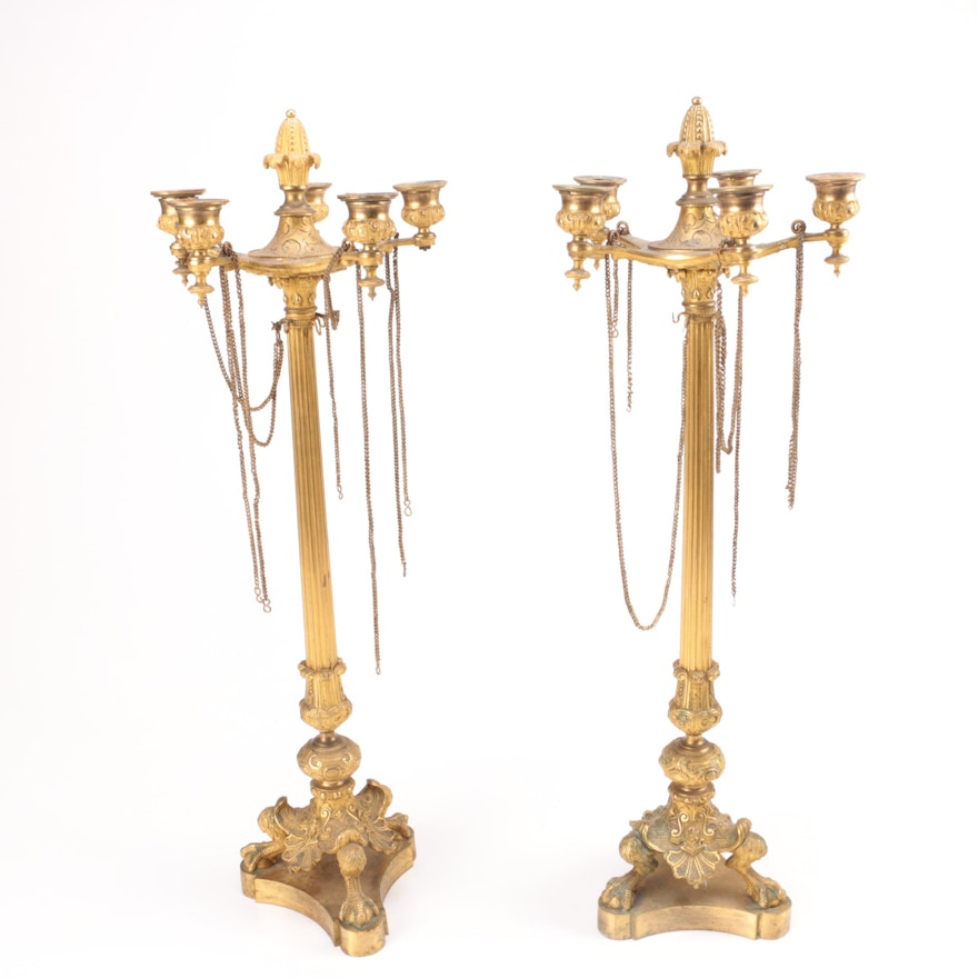 Empire-Style Brass Candleholders
