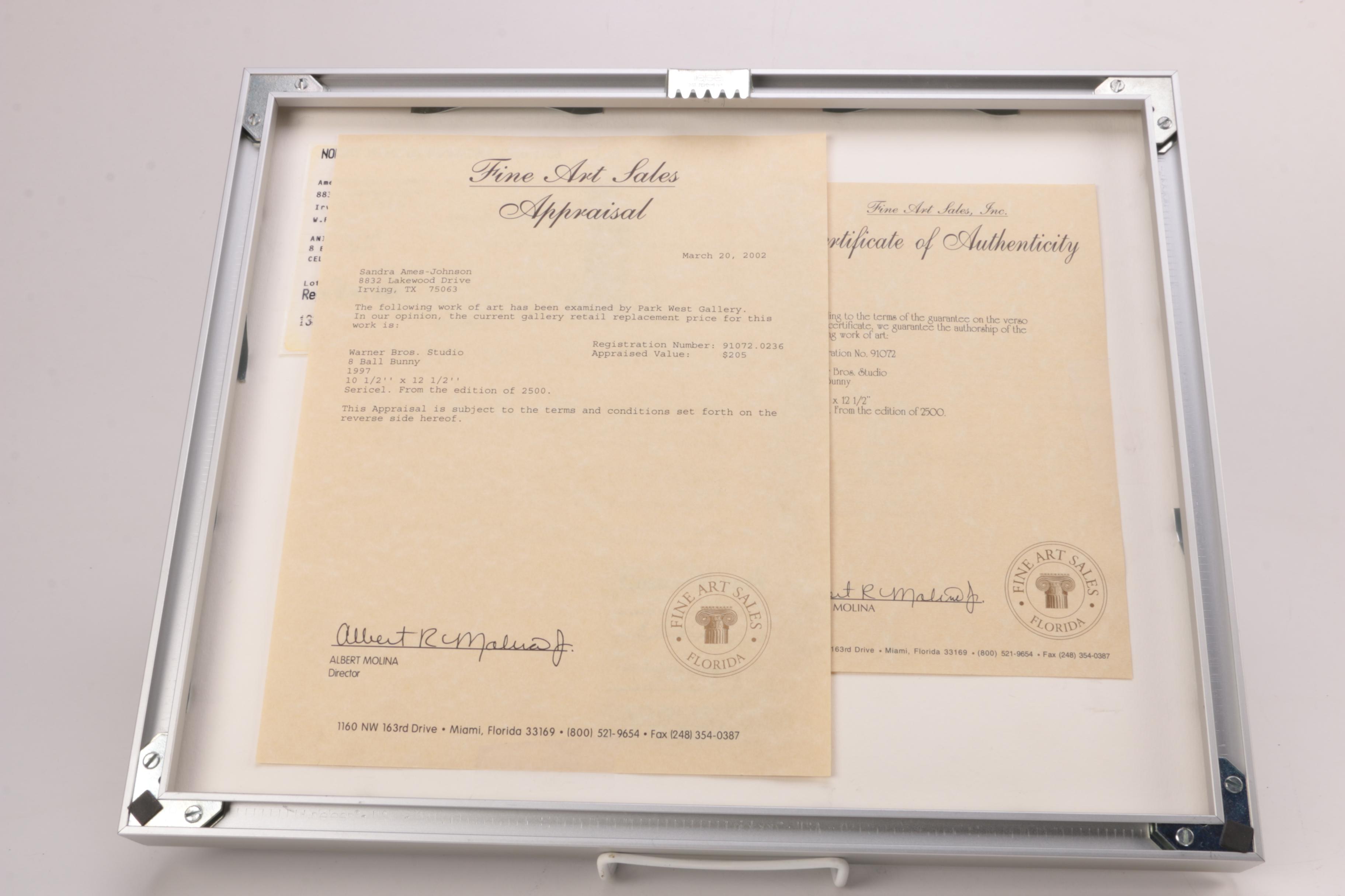 Warner Brothers 1997 Limited Edition Bugs Bunny Sericel "8 Ball Bunny"