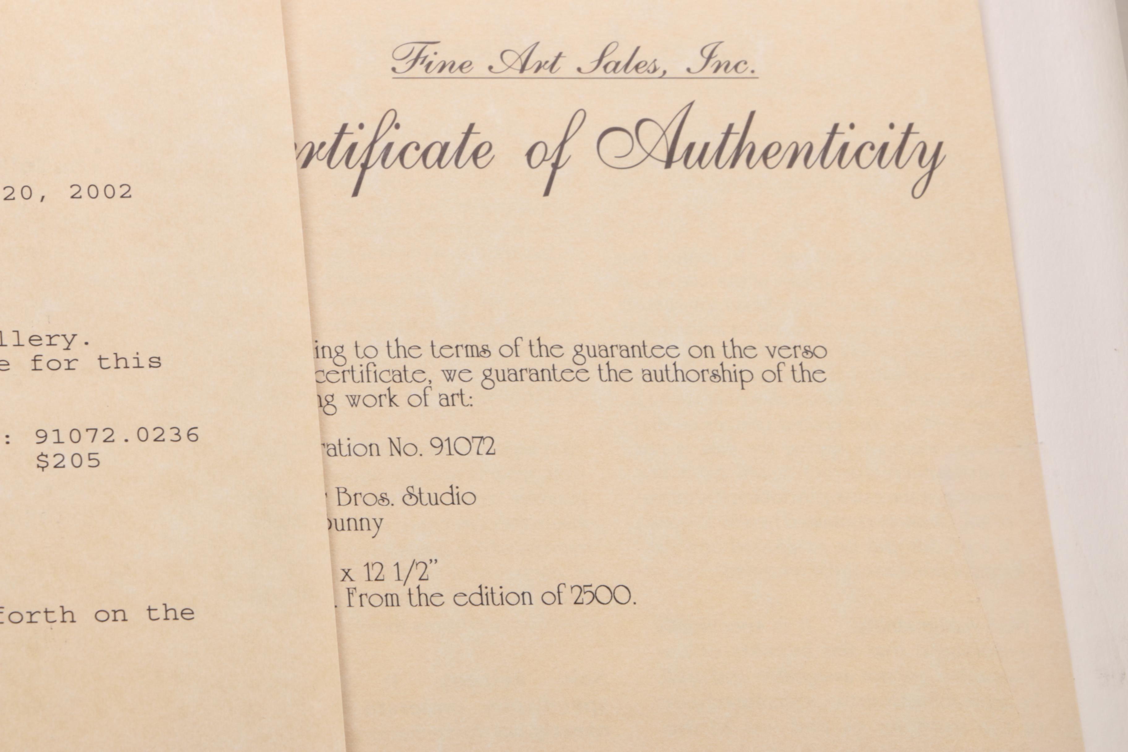 Warner Brothers 1997 Limited Edition Bugs Bunny Sericel "8 Ball Bunny"