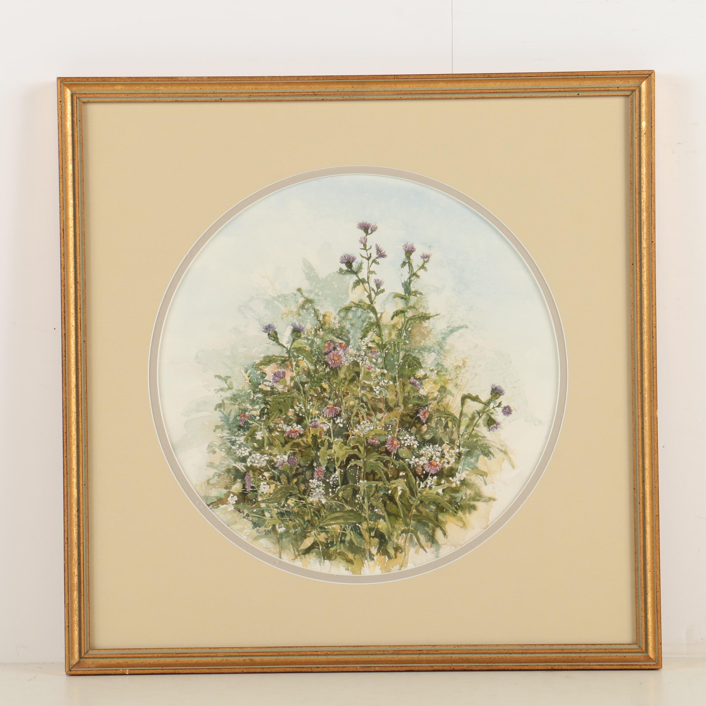 S. A. Bower Original Watercolor of Flowers