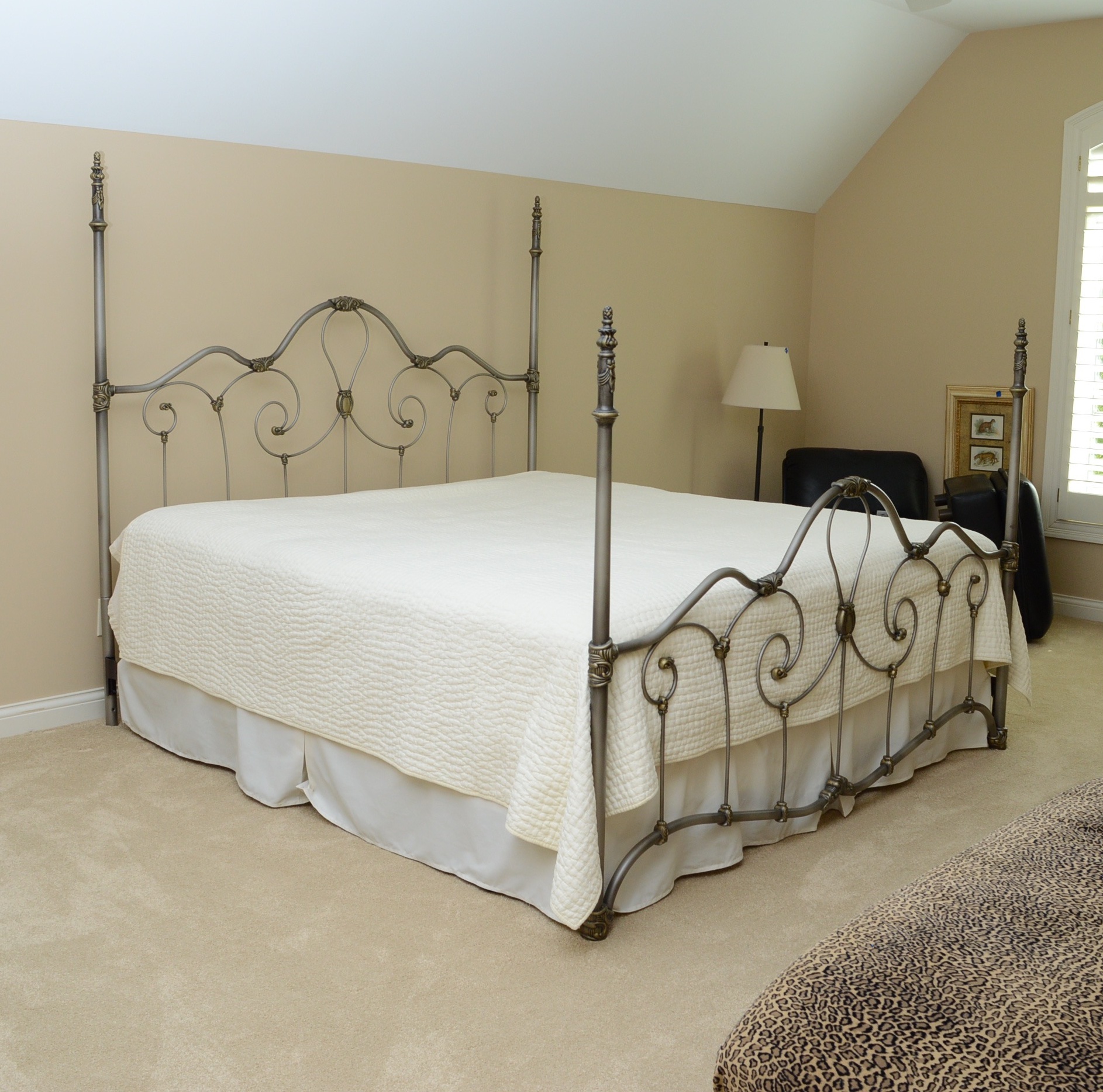 Ornate Four Poster Metal Bed Frame