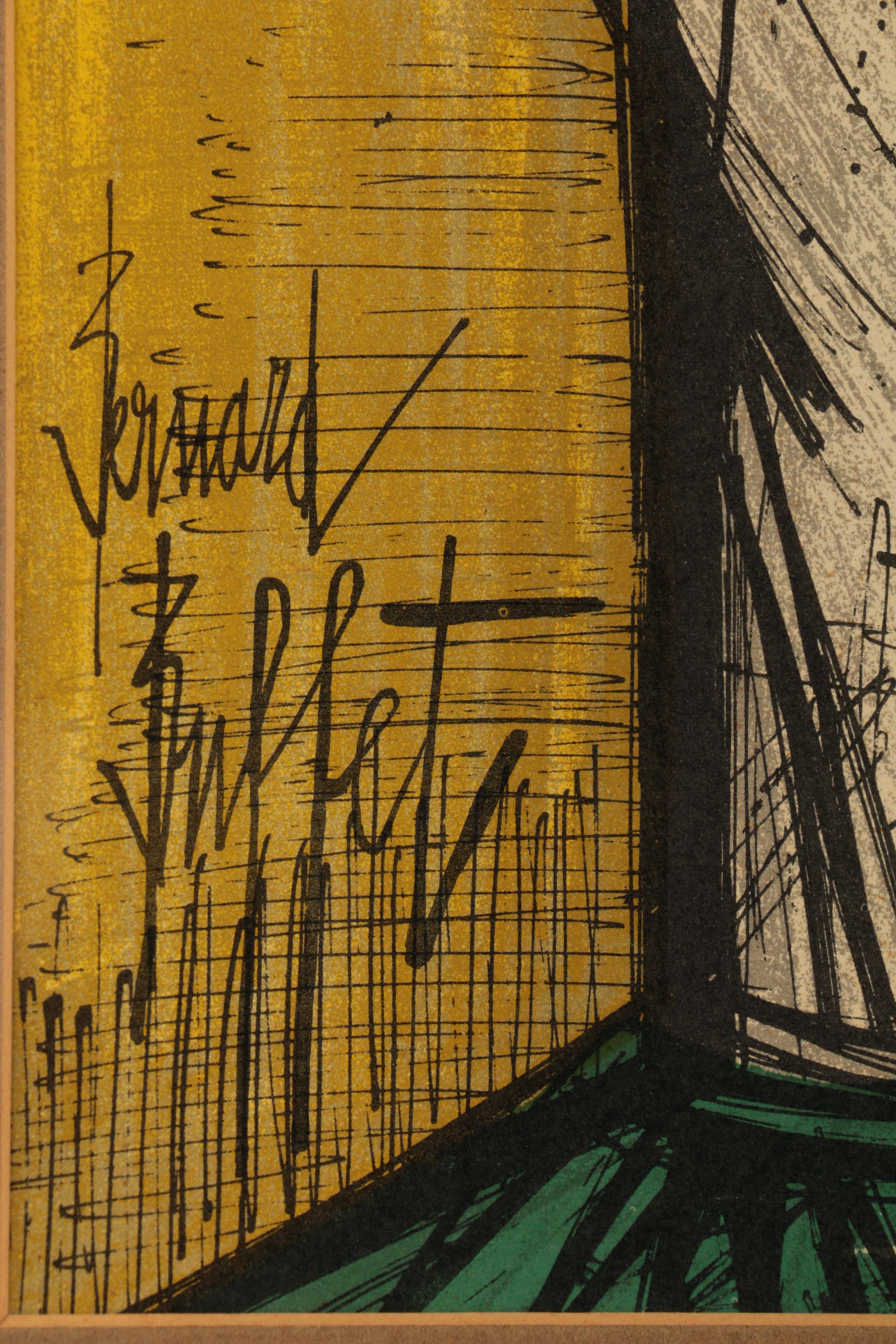 Bernard Buffet Color Lithograph "Clown (Yellow)"