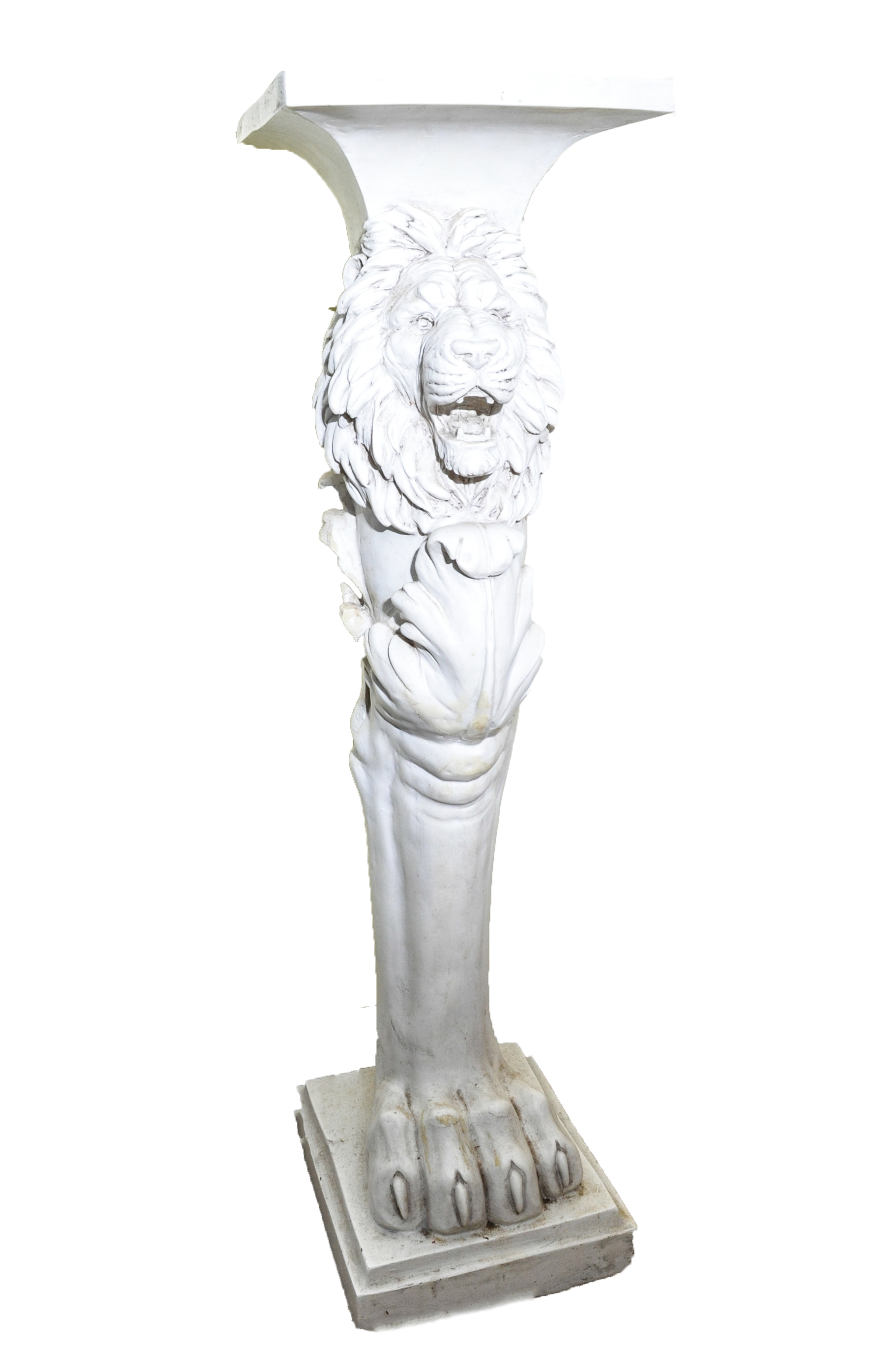 Plaster Lion Pedestal