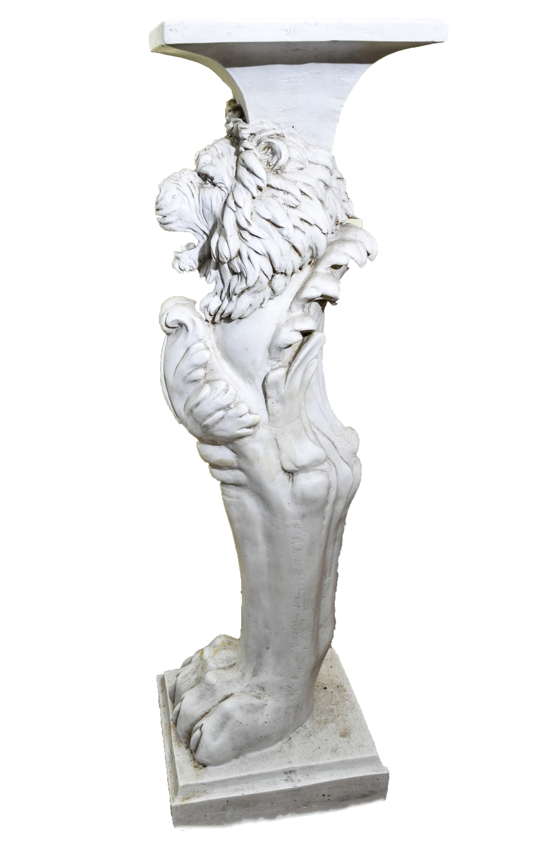 Plaster Lion Pedestal
