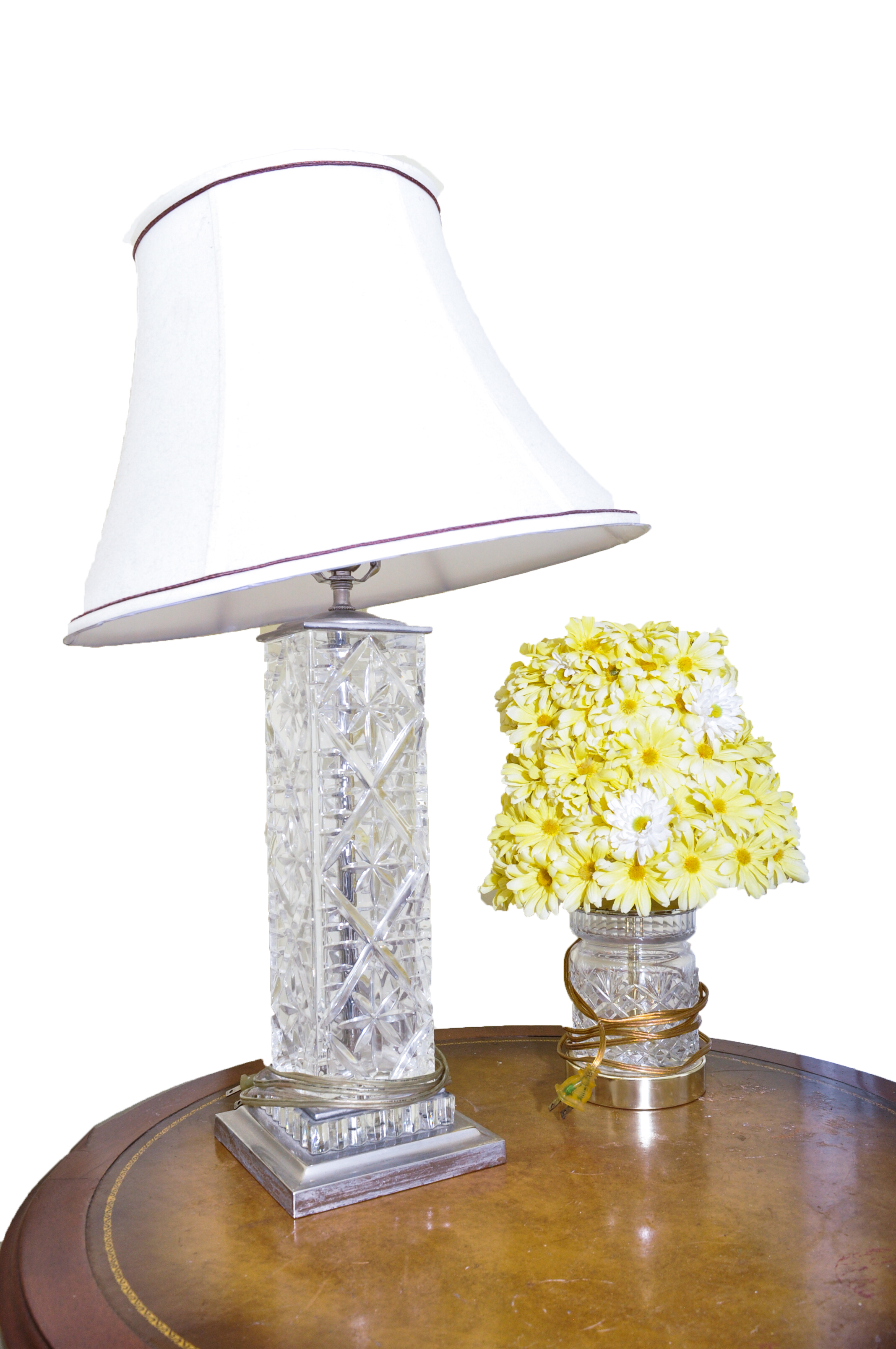 Vintage Cut Glass Table Lamp and Accent Lamp