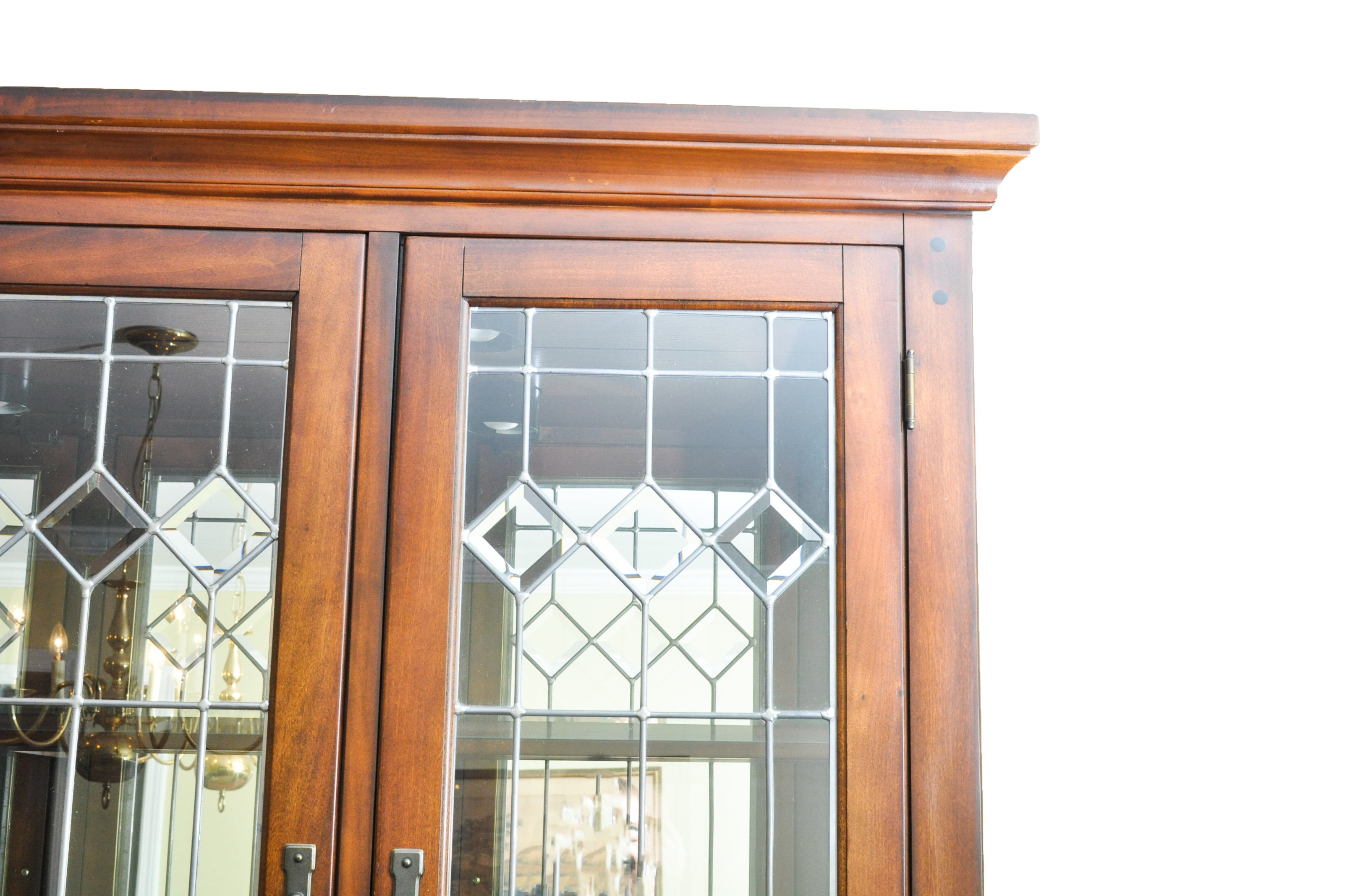 Arts-and-Crafts Style China Cabinet with Leaded Glass Doors