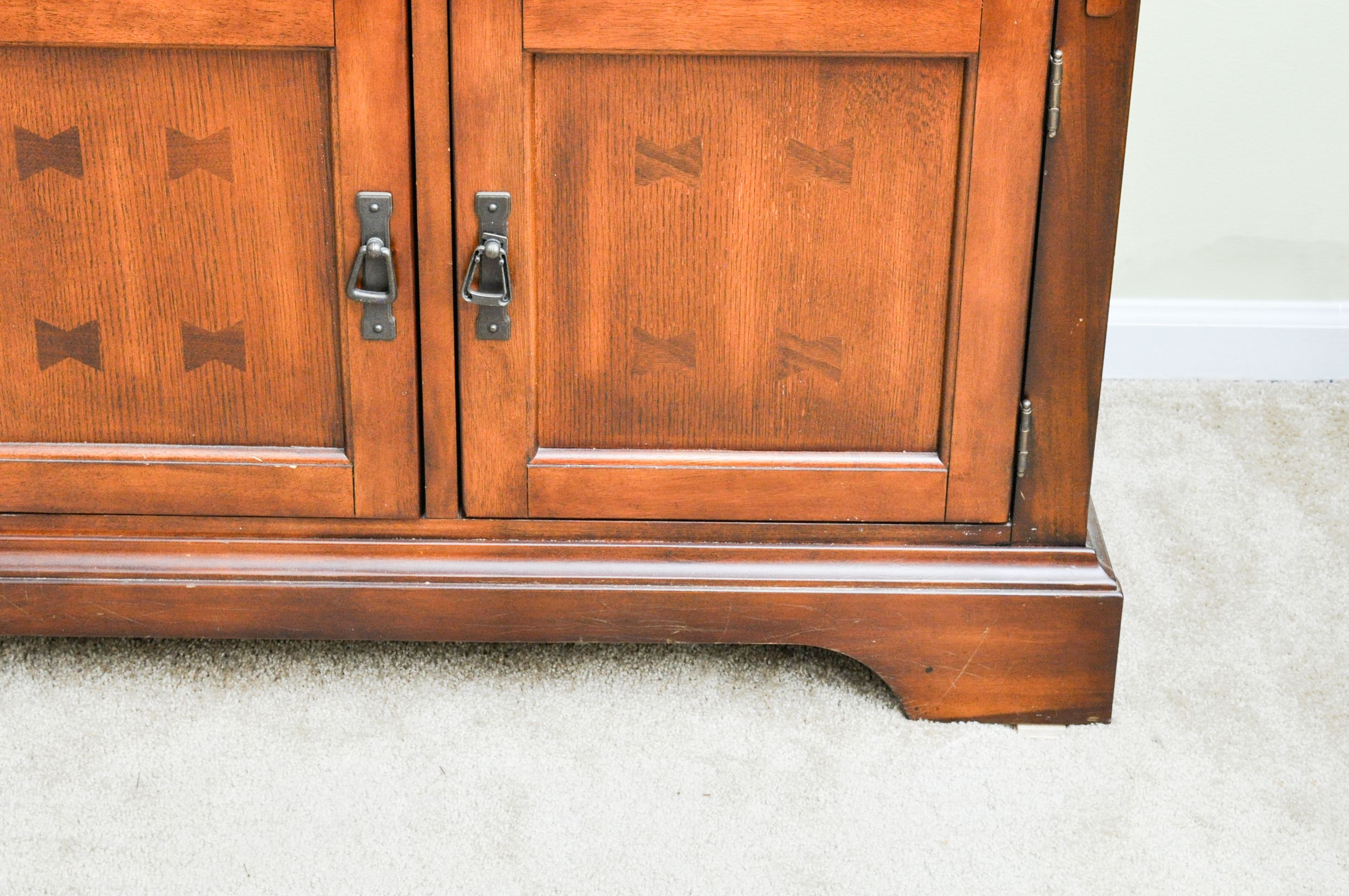 Arts-and-Crafts Style China Cabinet with Leaded Glass Doors