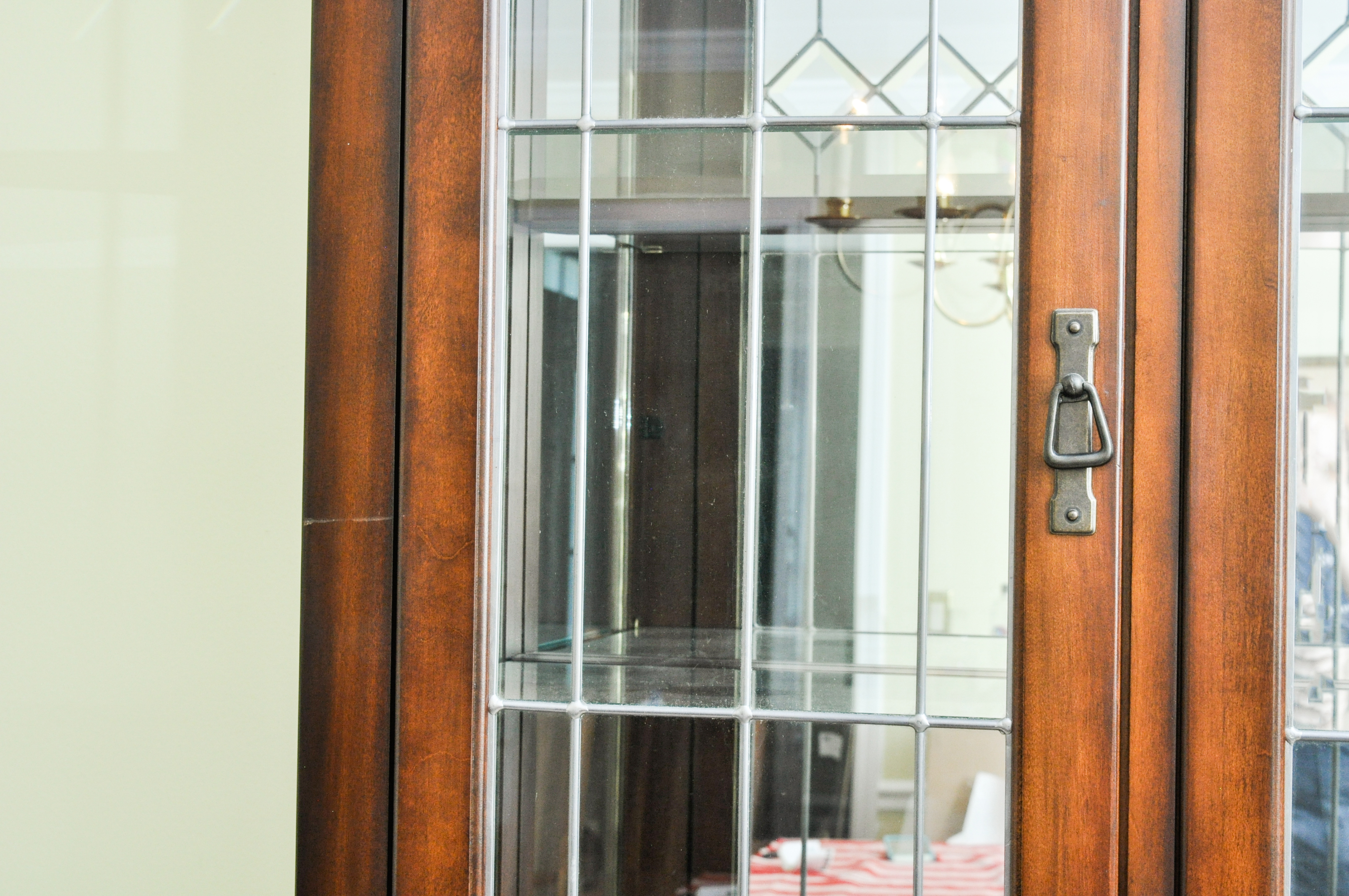 Arts-and-Crafts Style China Cabinet with Leaded Glass Doors