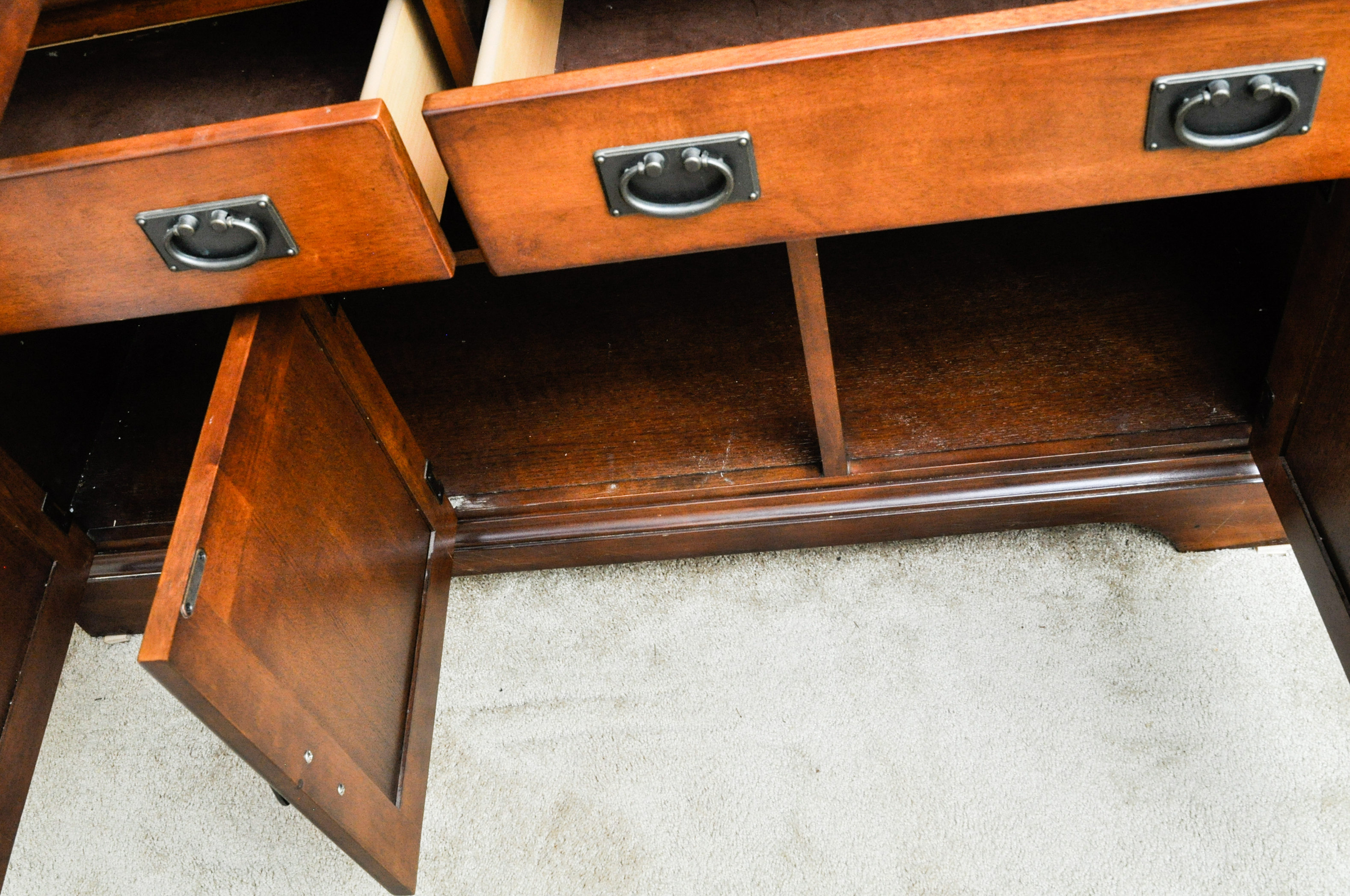 Arts-and-Crafts Style China Cabinet with Leaded Glass Doors