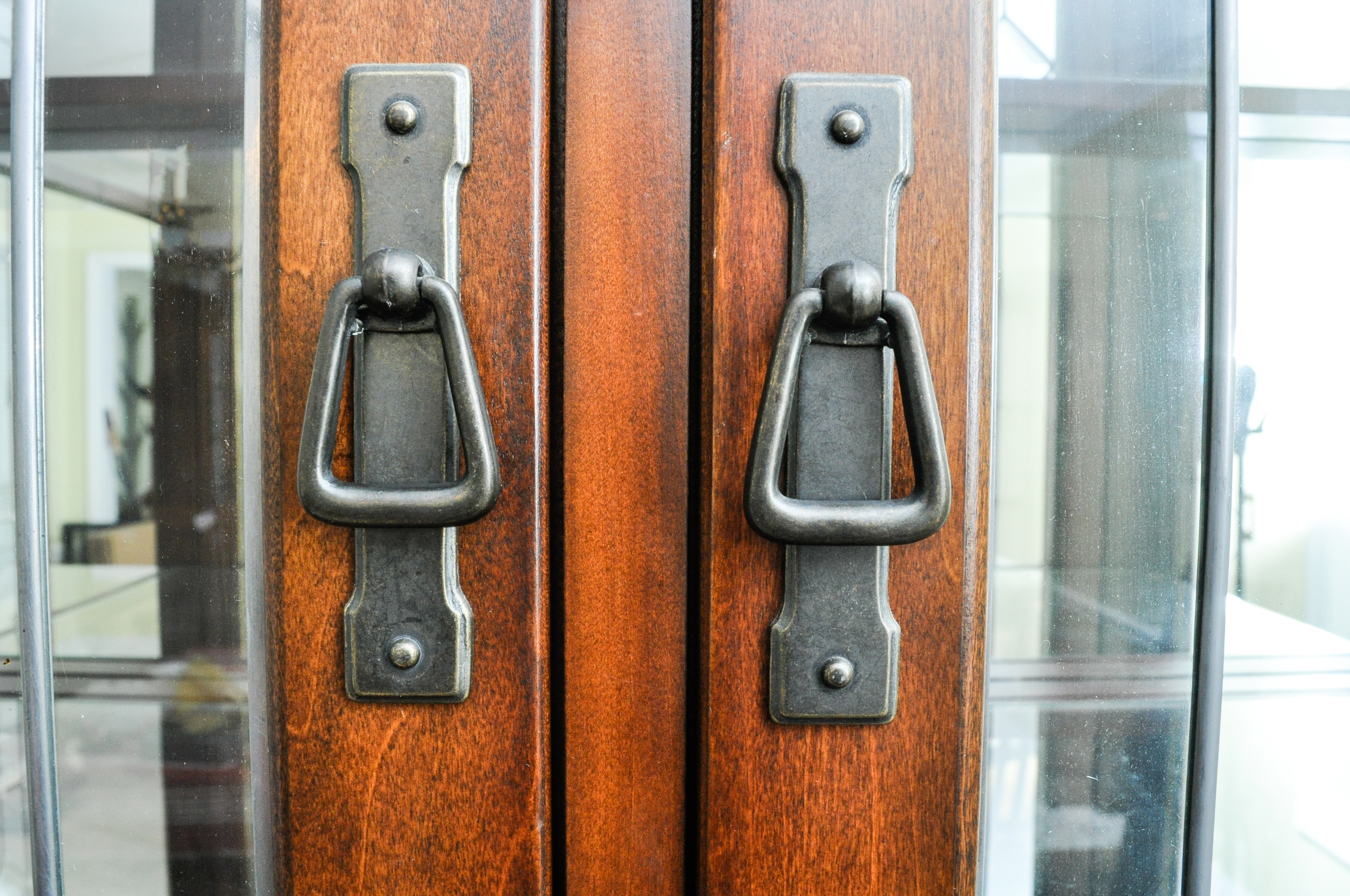 Arts-and-Crafts Style China Cabinet with Leaded Glass Doors