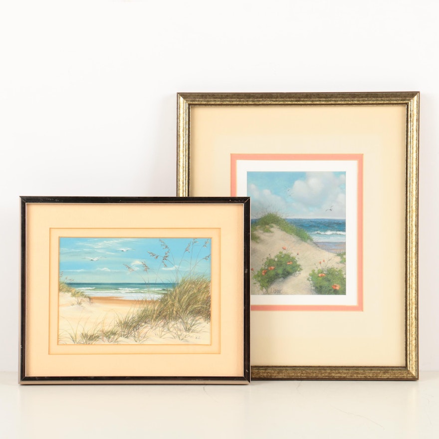 Carol E. Napoli and Libby Chalk Pastel Drawings of Beaches