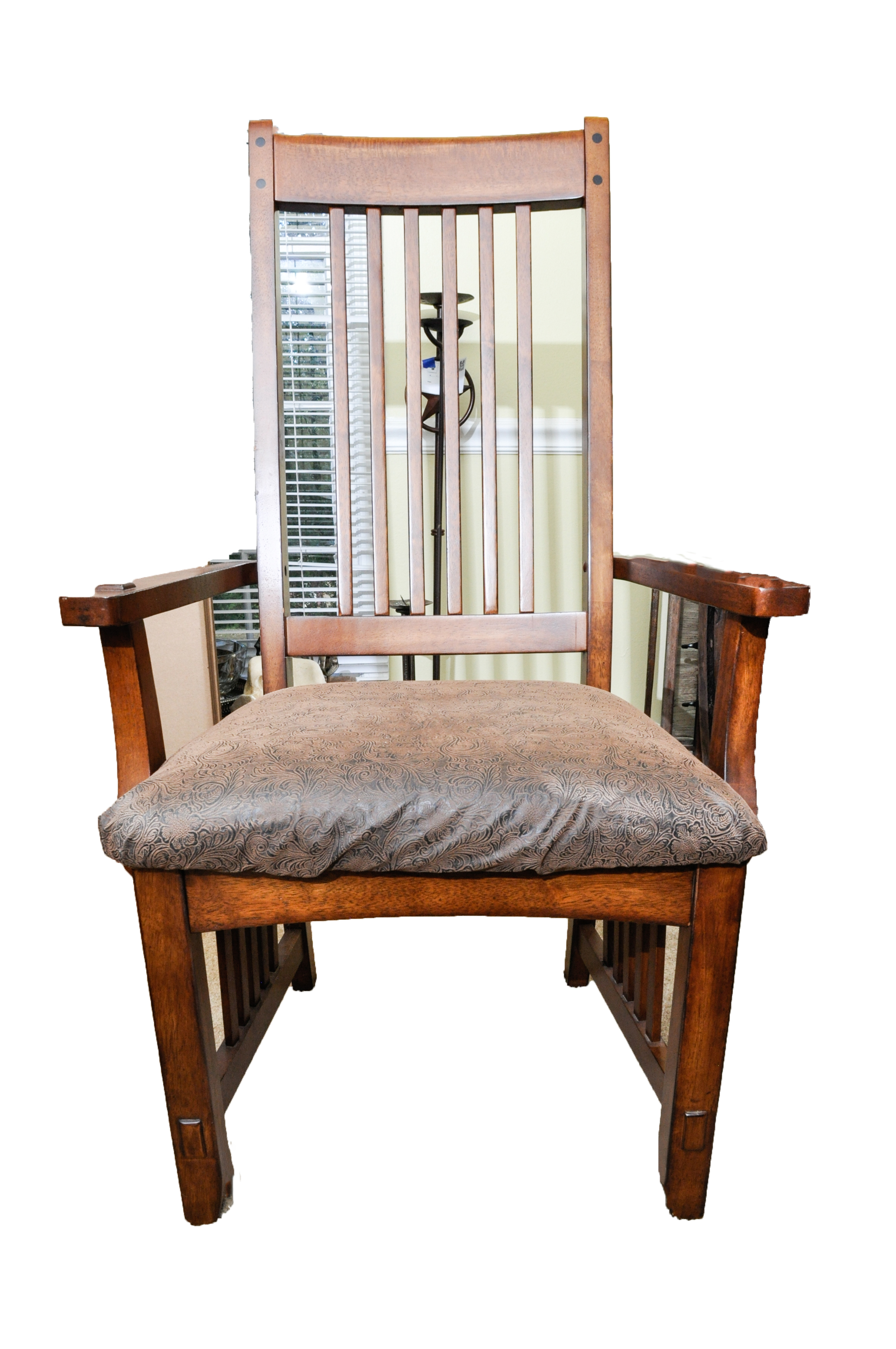 Arts-and-Crafts Style Dining Table and Six Chairs