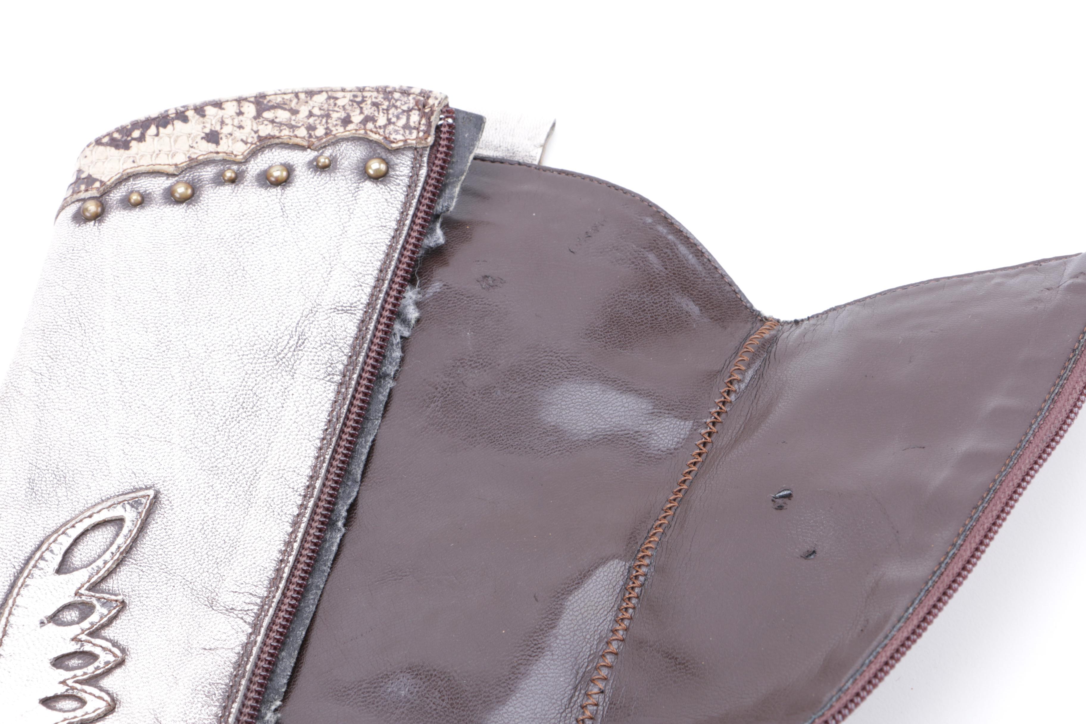 Grey Leather Cowgirl Boots