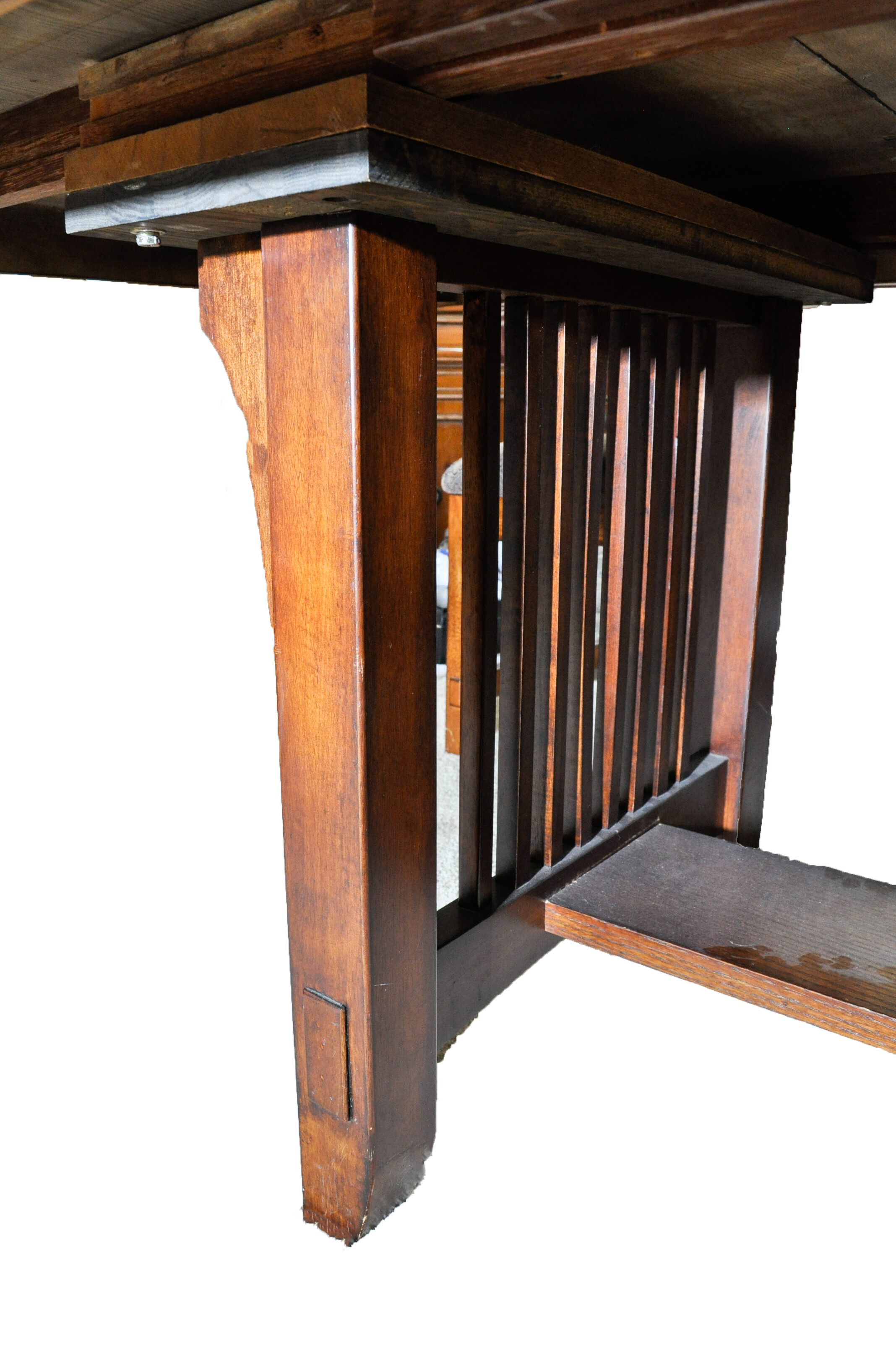 Arts-and-Crafts Style Dining Table and Six Chairs