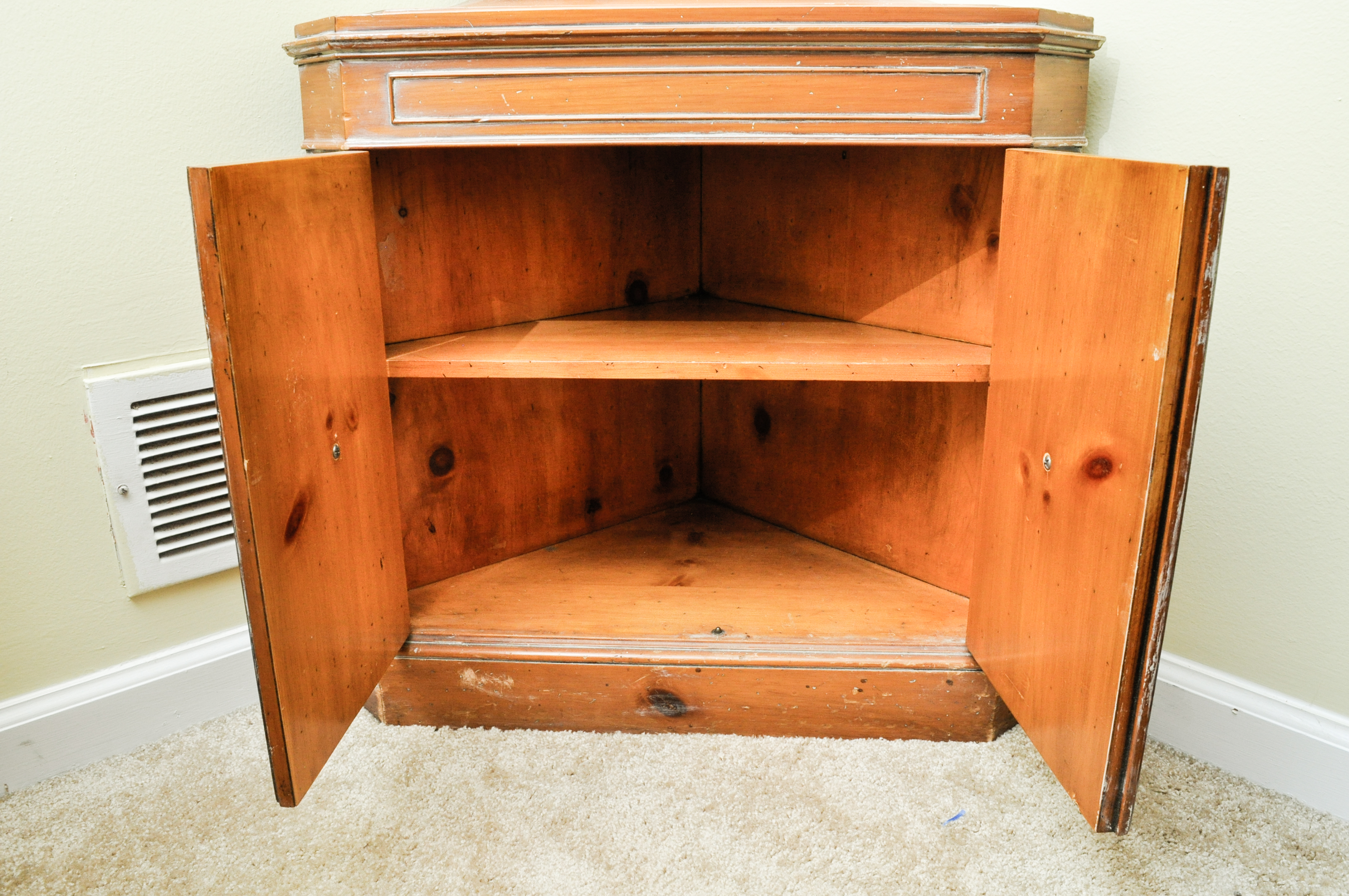 Pine Corner Display Cabinet