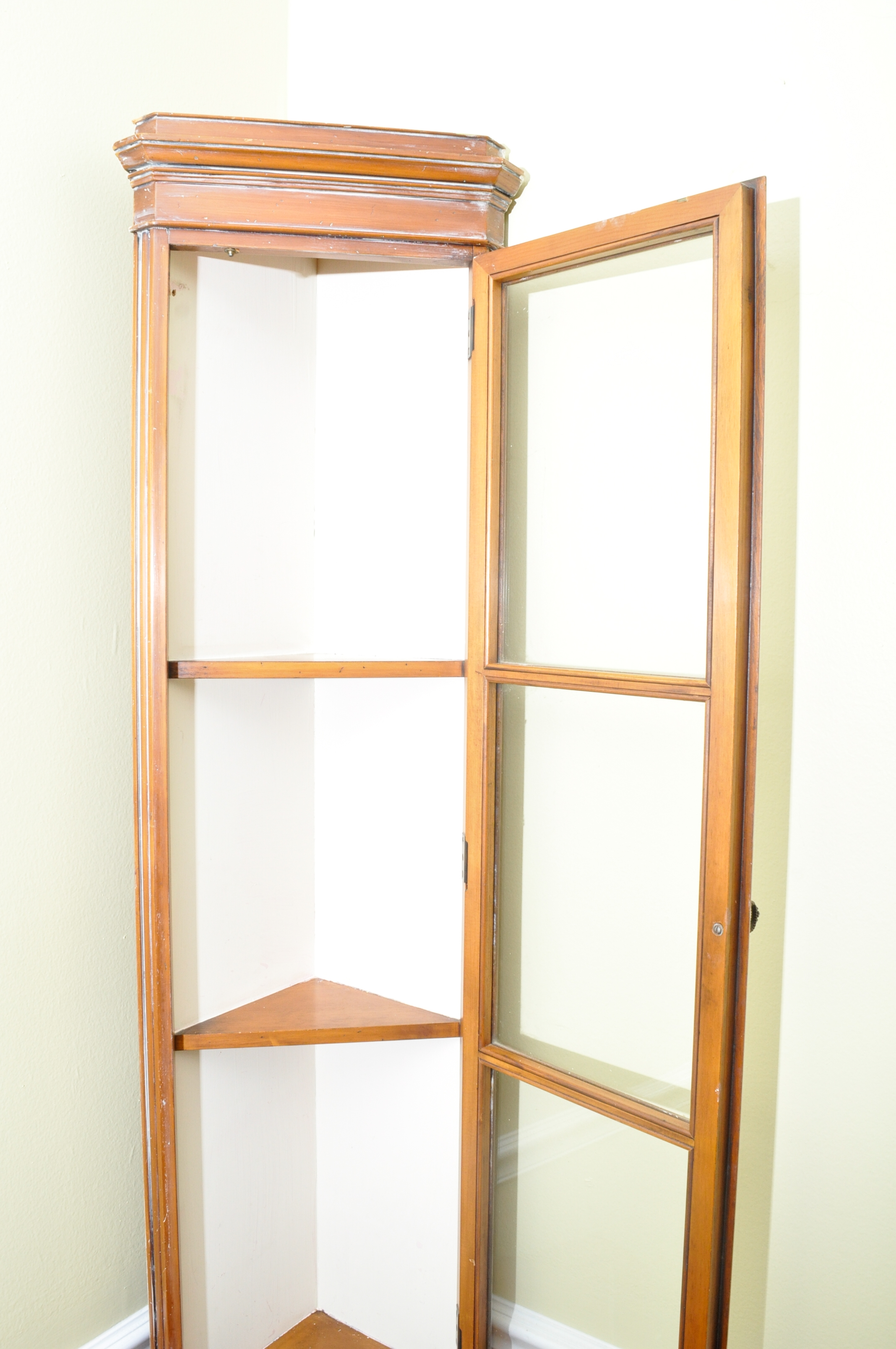 Pine Corner Display Cabinet