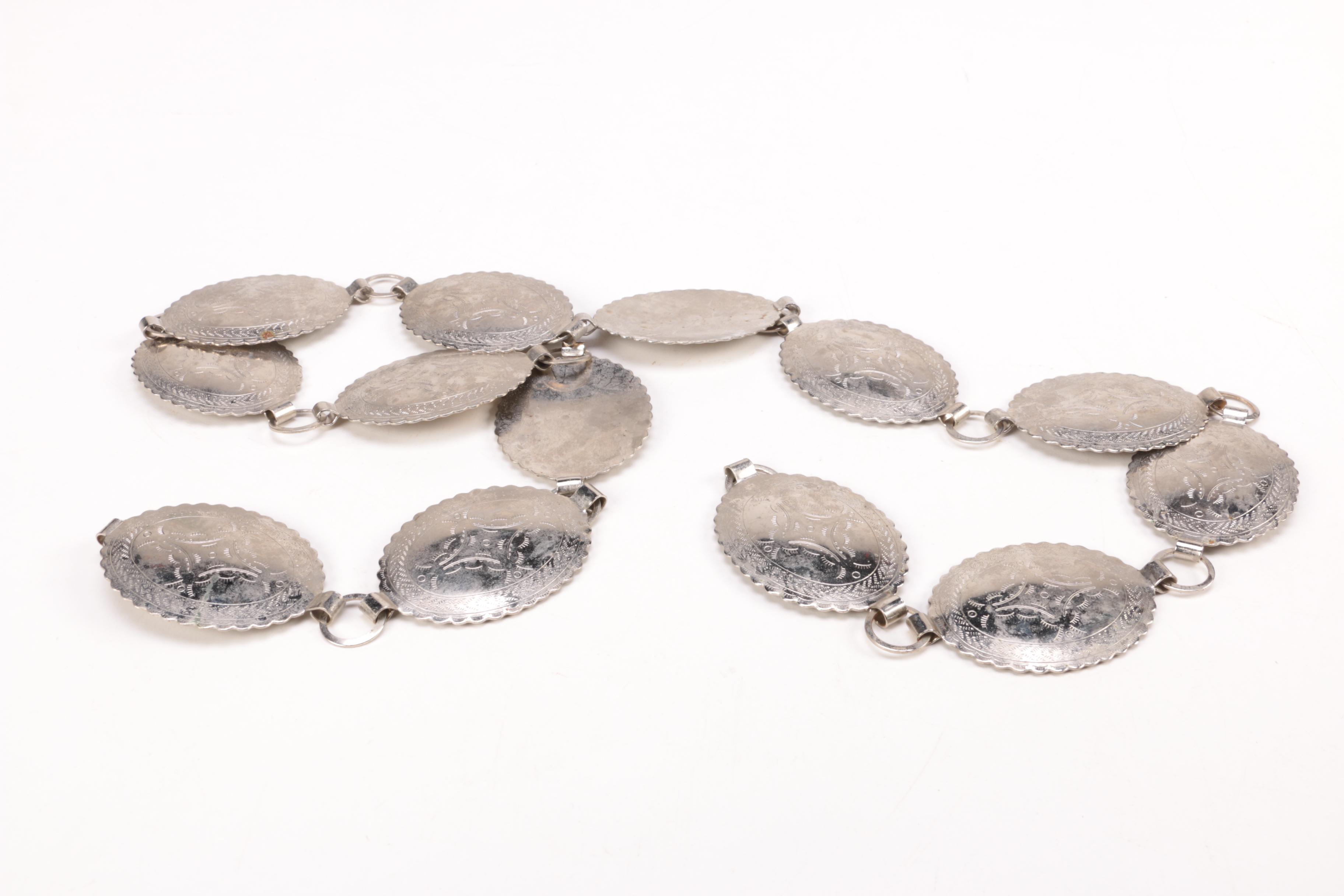 Southwestern Style Silver Tone Concho Belt