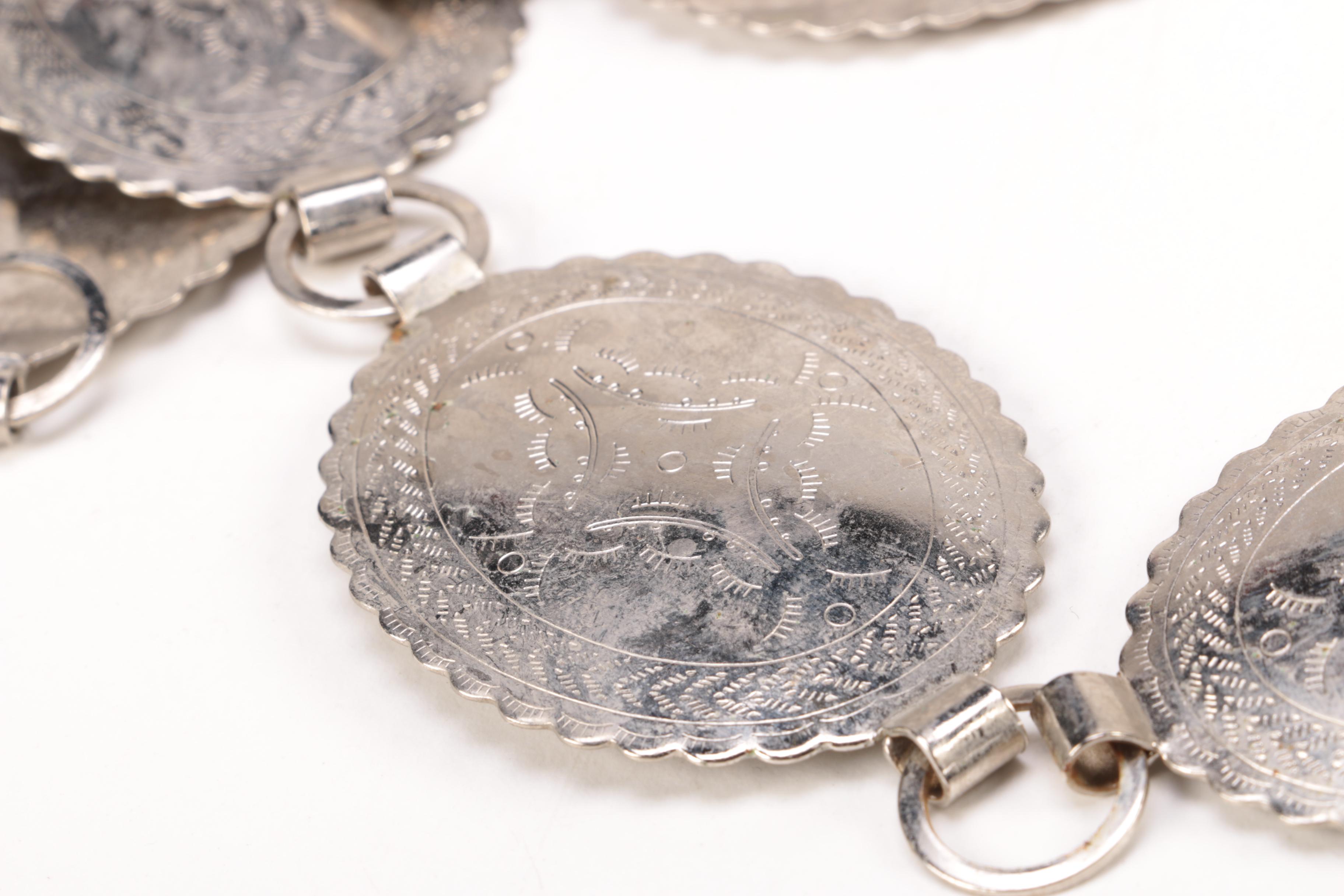 Southwestern Style Silver Tone Concho Belt